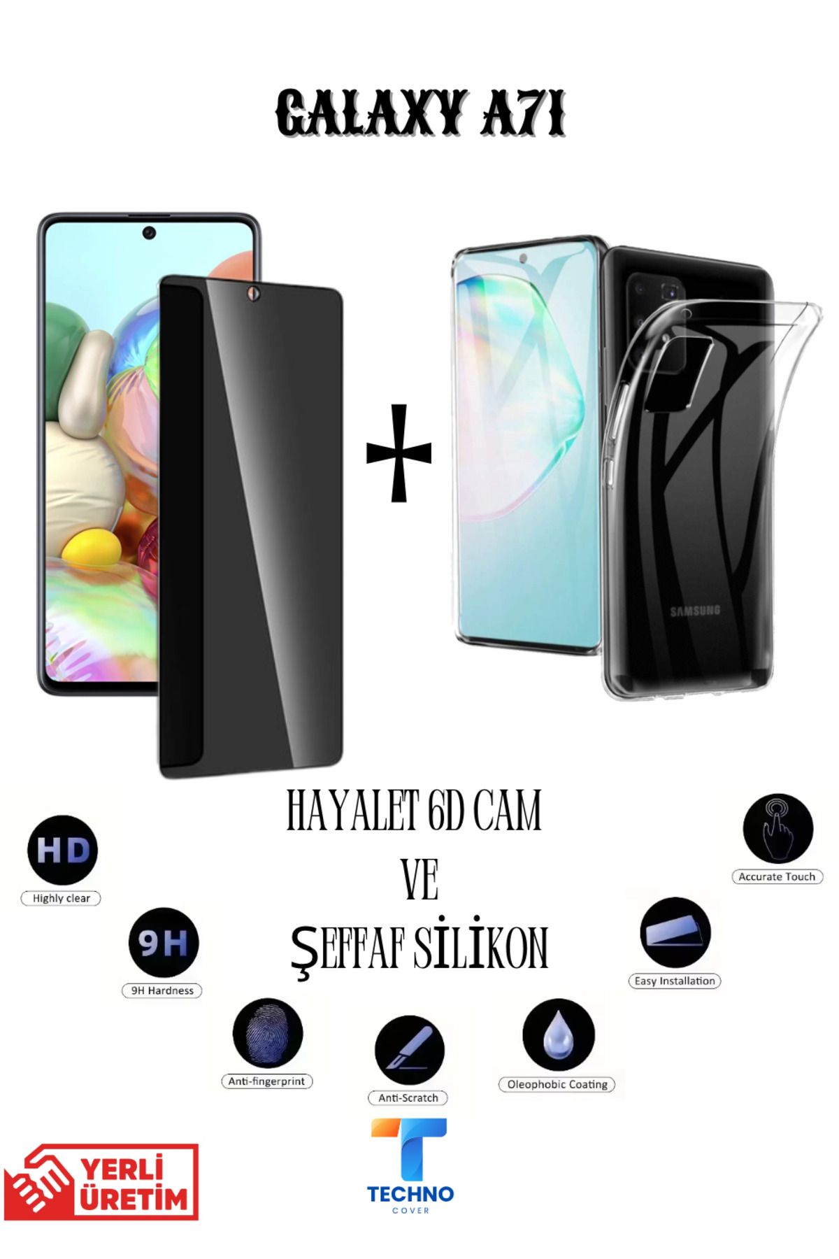 foxpower Samsung A71 Hayalet Ekran Koruyucu ve Şeffaf Kılıf 2li Avantajlı Paket