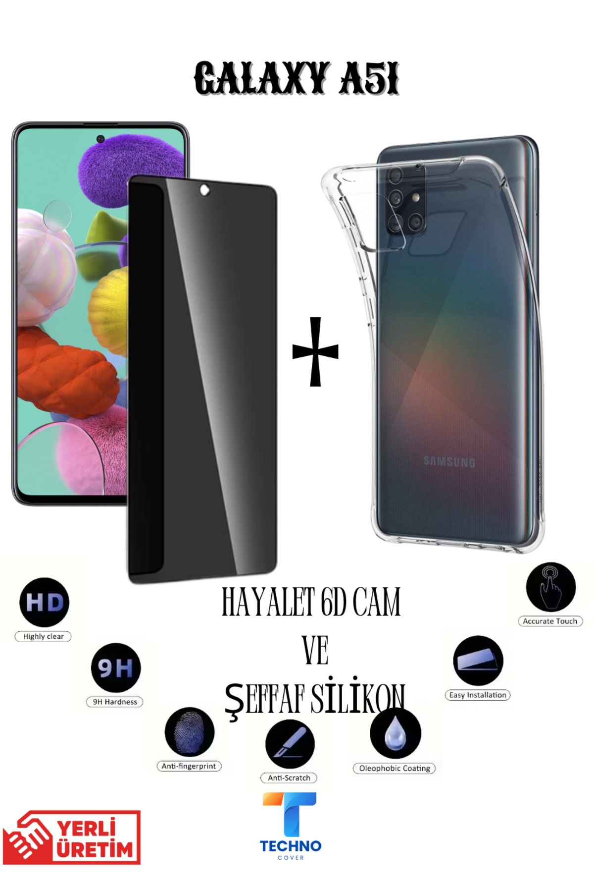 foxpower Samsung A51 Hayalet Ekran Koruyucu ve Şeffaf Kılıf 2li Avantajlı Paket