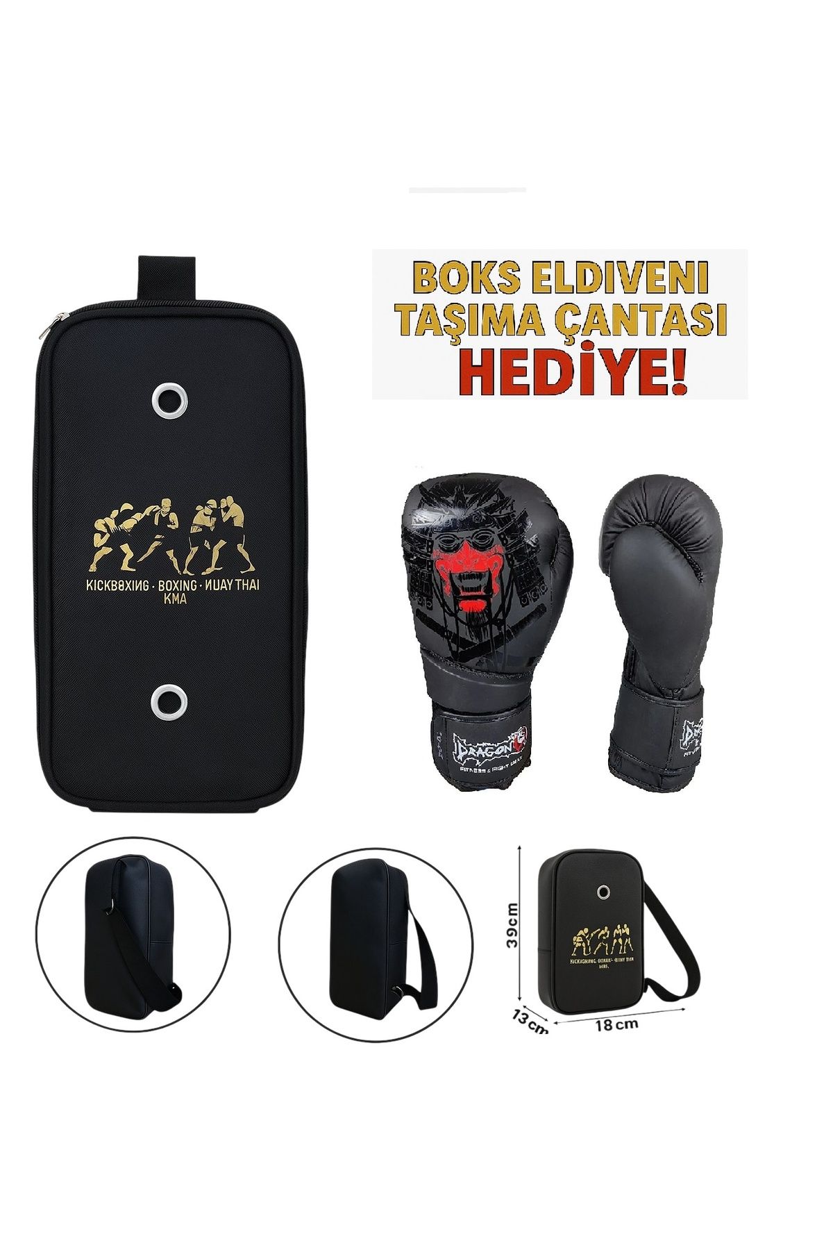 Dragondo Yakuza Boks Eldiveni Kick Boks Muay Thai Eldiveni ve Eldiven Taşıma Çantalı