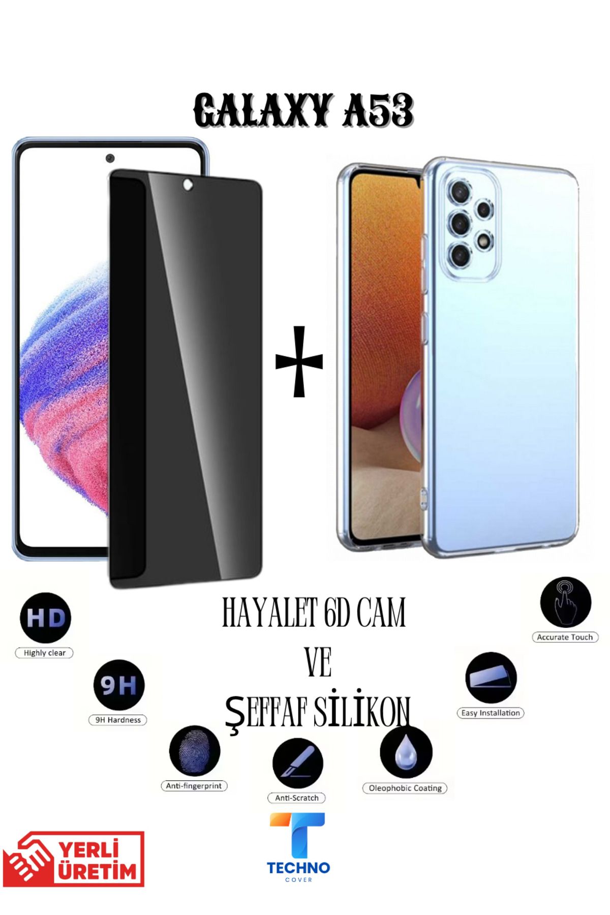 foxpower Samsung A53 Hayalet Ekran Koruyucu ve Şeffaf Kılıf 2li Avantajlı Paket