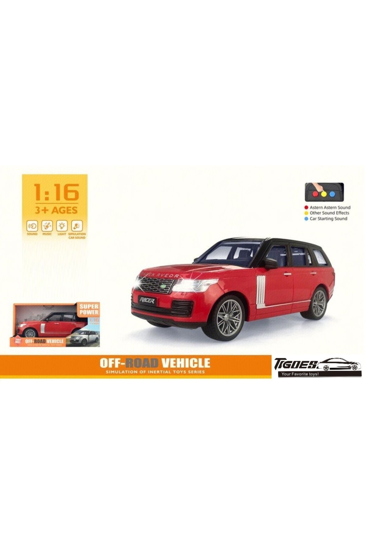 Online 1:16 Ölçek 25 Cm Sesli Işıklı Jeep Sürtmeli Araba Kırmızı Renk