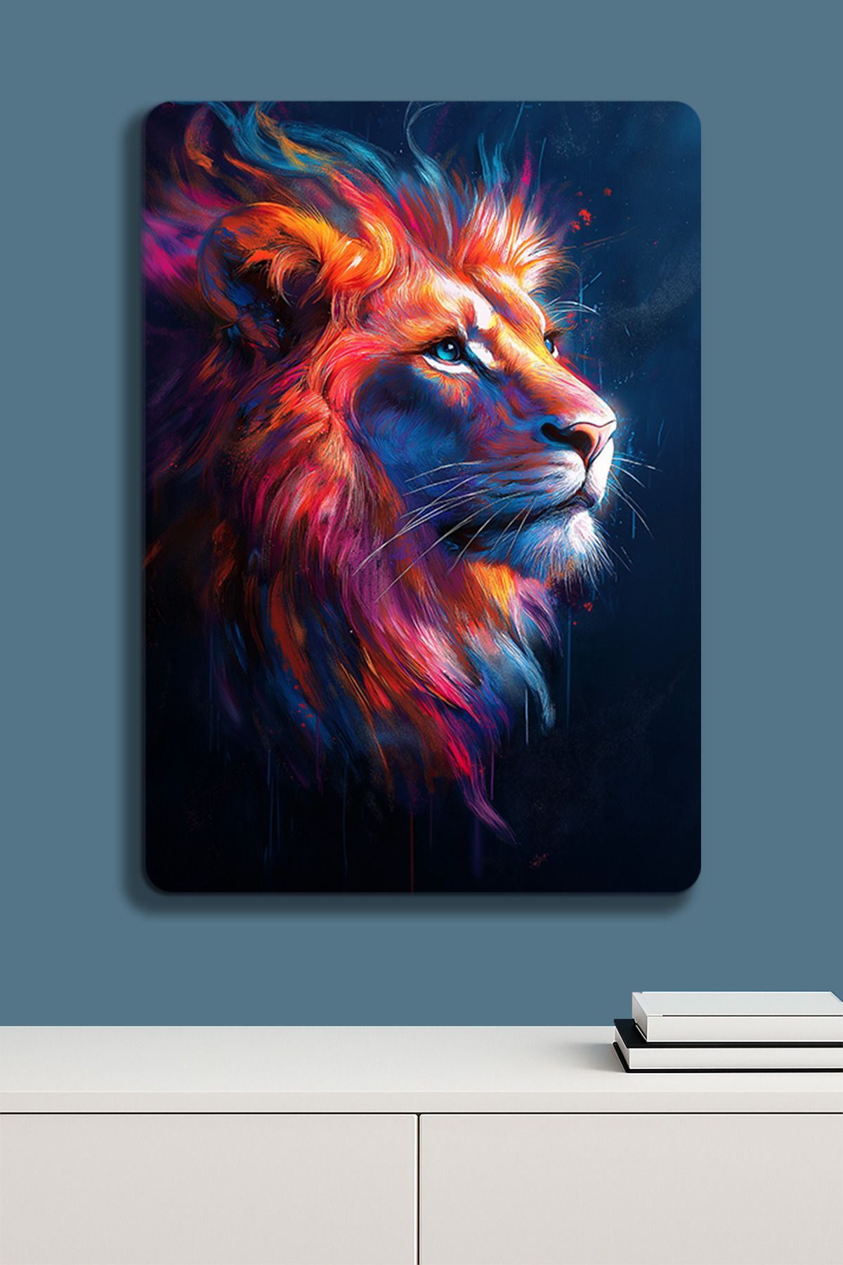 SPLASH Canlı Renkli Aslan - Metal Poster