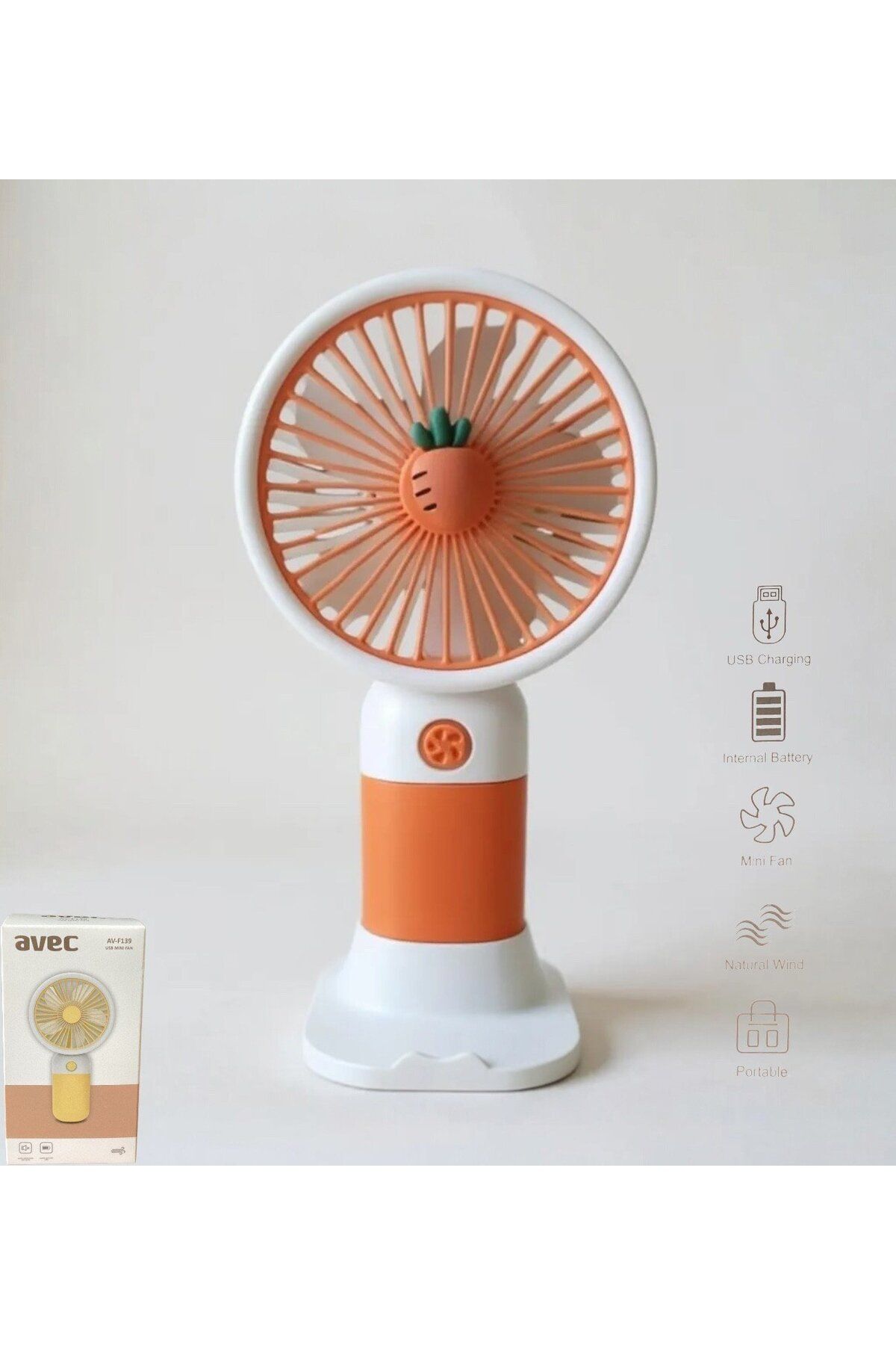 Brokoli Home Avec USB Şarjlı El Fanı I Mini Taşınabilir Fan I Yaz Serinleticisi I Vantilatör I Telefon Standlıi