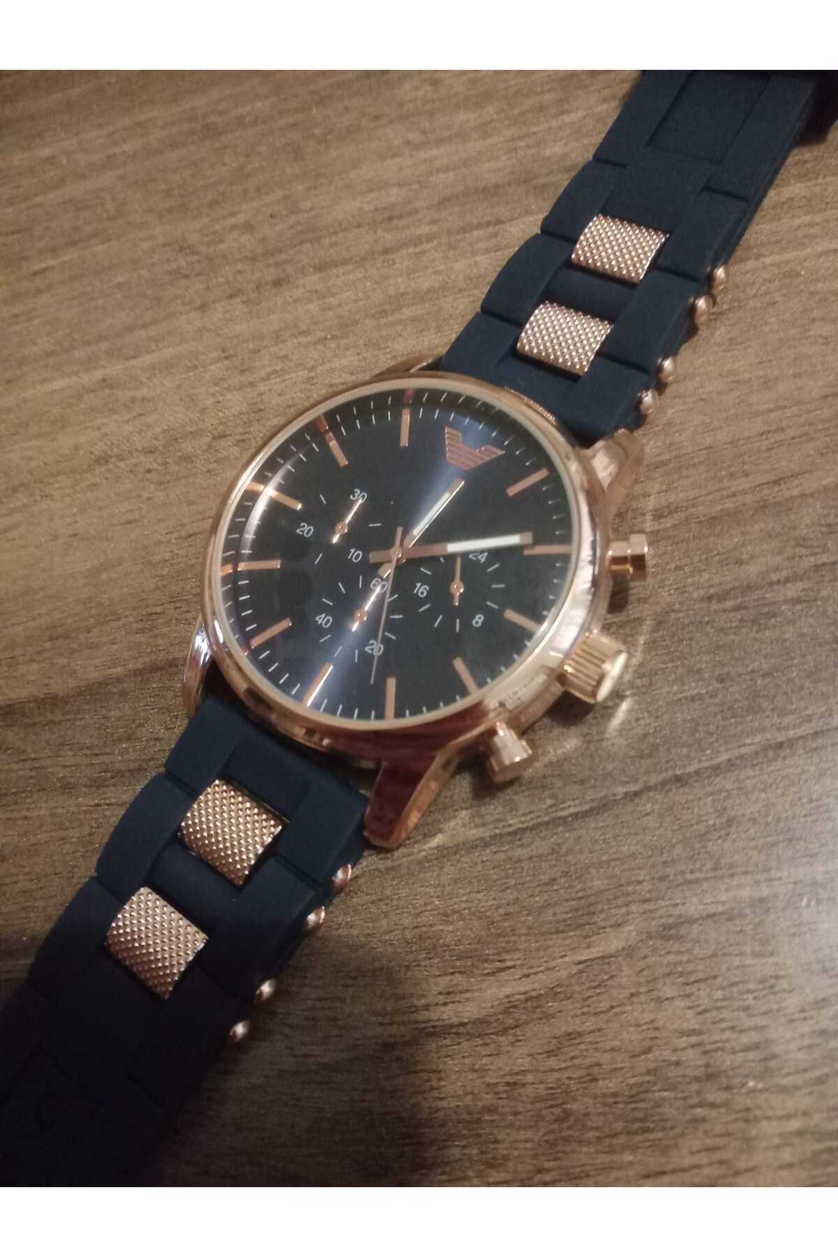 Brality Erkek kol Saati ... (SİLİKONLU) Lacivert Kordon... Rose Renk Kasa YUVARLAK Model - 6071