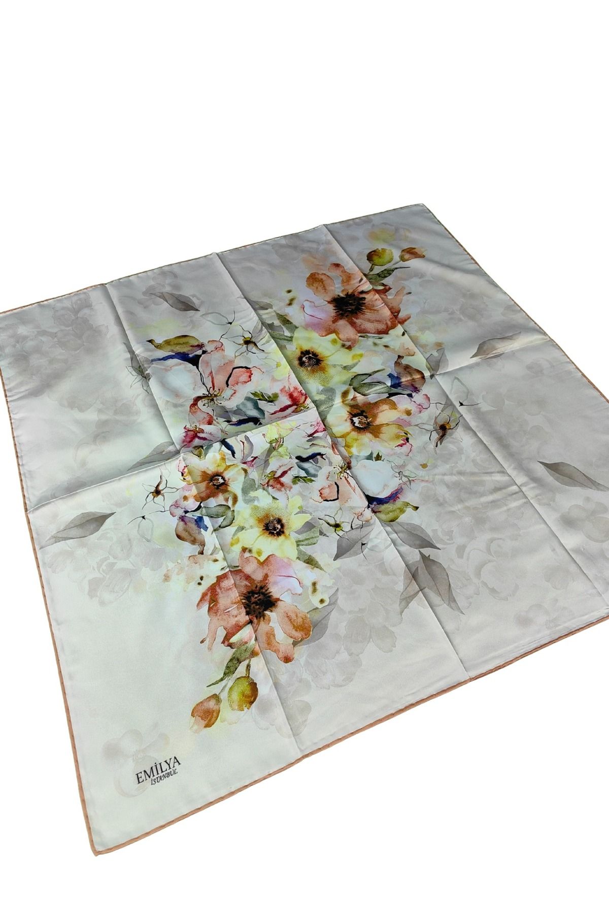 mim eşarp Emilya Rayon Çiçek Desenli Şal Eşarp 90x90 cm