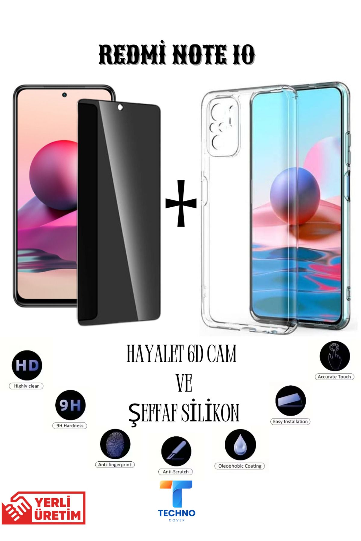 foxpower Redmi Note 10 Hayalet Ekran Koruyucu ve Şeffaf Kılıf 2li Avantajlı Paket