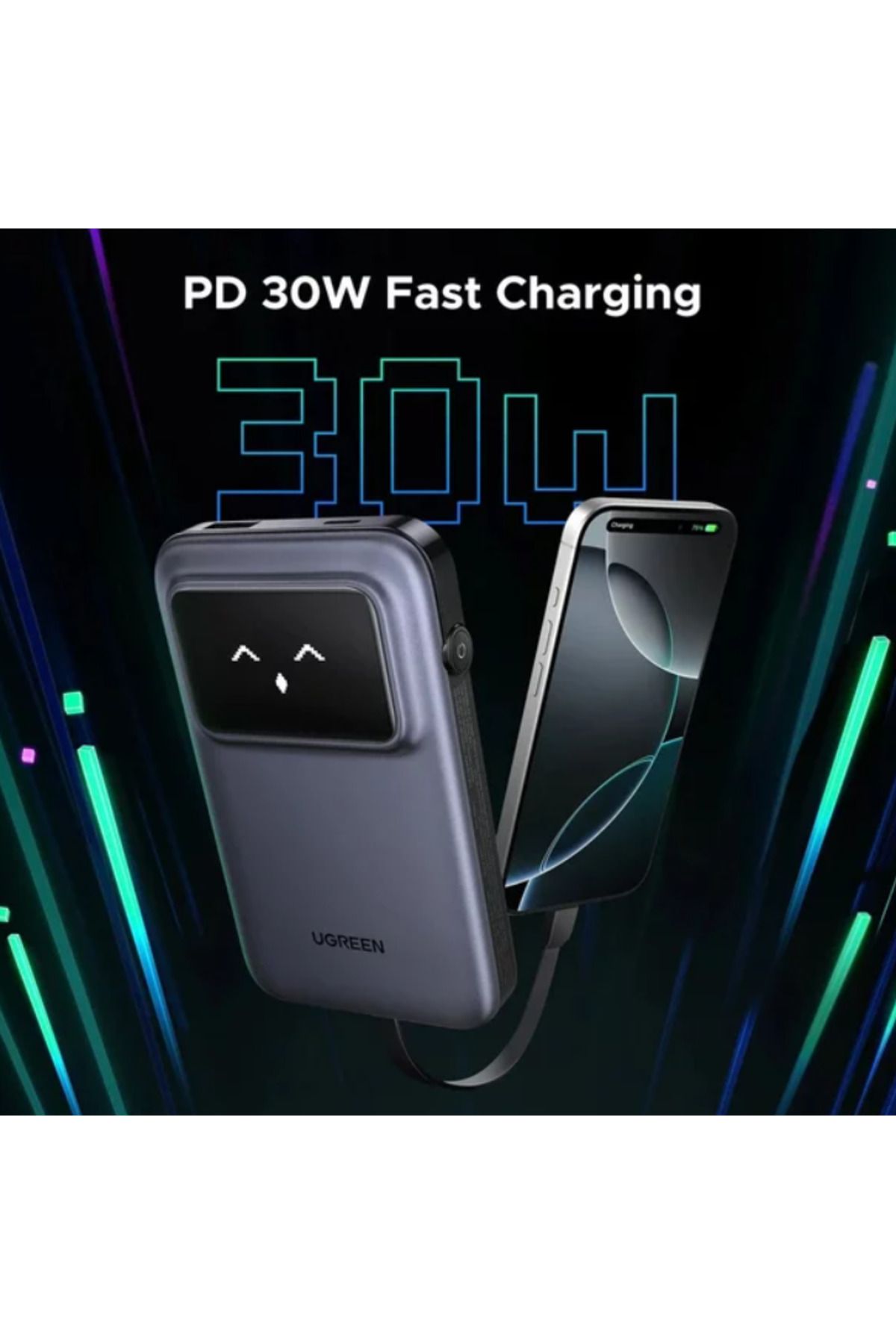 Ugreen-Baterie externa Ugreen Uno, 10.000 mAh, 30W (Gri) 3