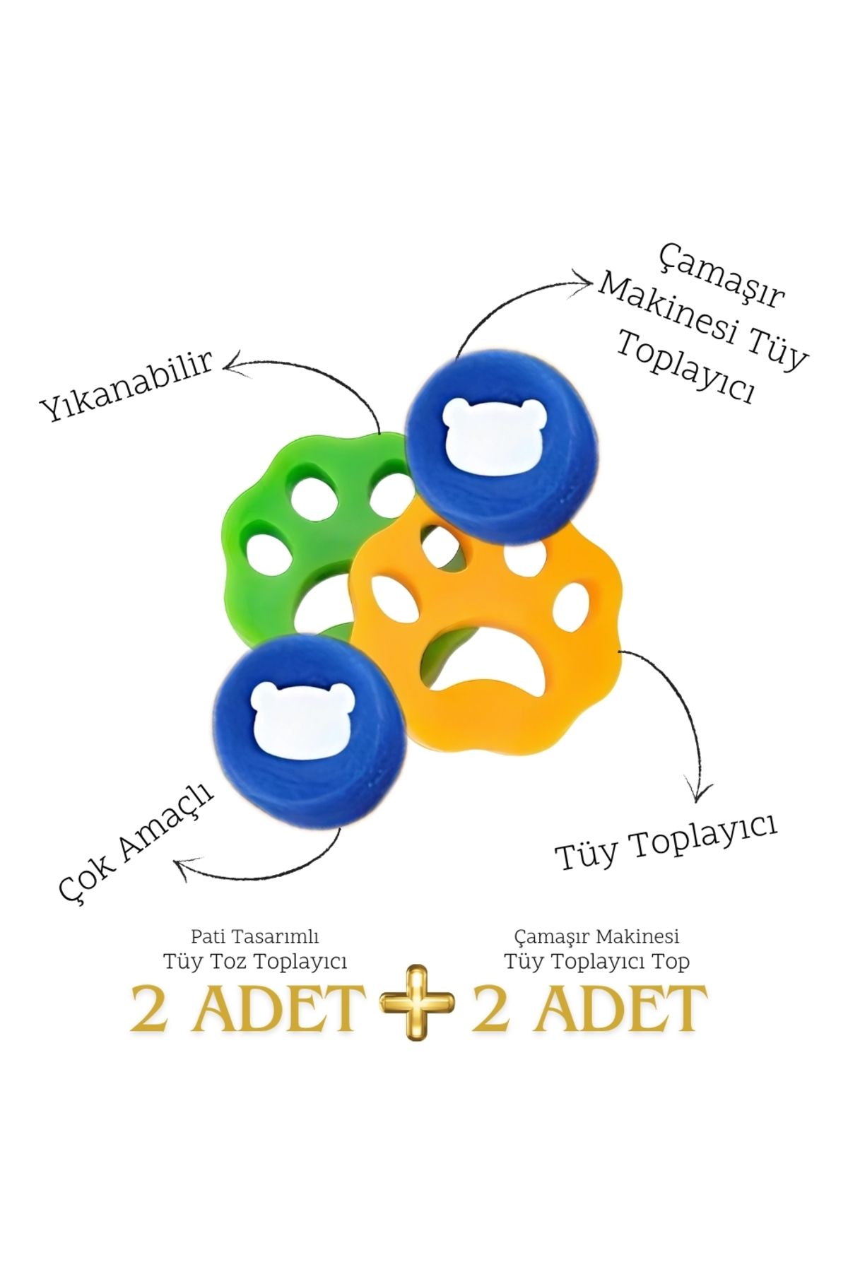 SalMall Tüy toplayıcı set Pati tasarımlı (2 adet) Çamaşır makinesi tüy toplayıcı (2 adet)