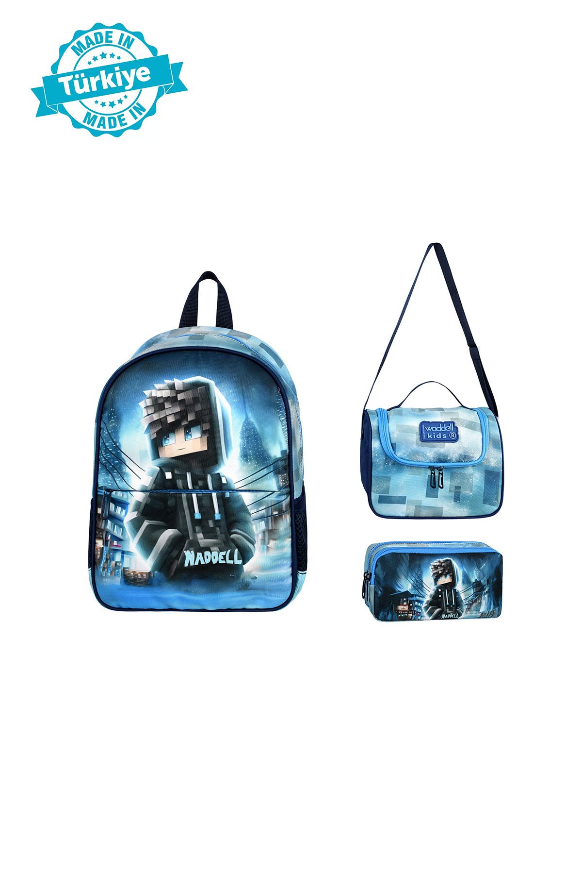 Niss Store Lisanslı Robloks Temalı Anaokul Sırt Çantası, Termal Beslenme, Kalemlik Üçlü Set Kombin