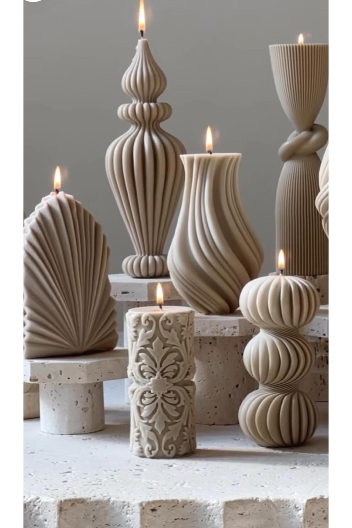 SCA CANDLE Deokratif Mum Marako +Duyum+Palm +Çizgi +Vazo +üçlü Saire toplam 6 parça