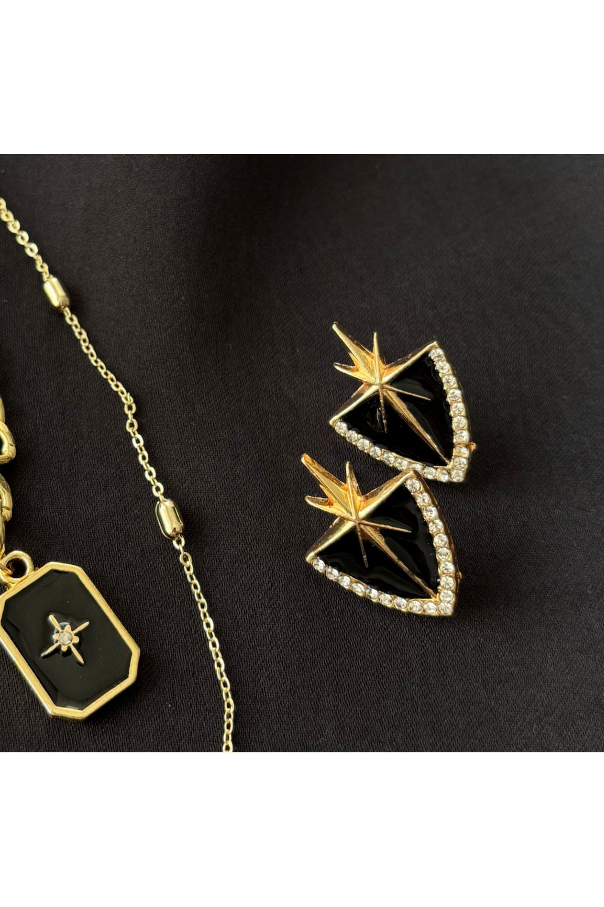 Aslı Gold Gold- Kutup Yıldızı Set Kolye Küpe