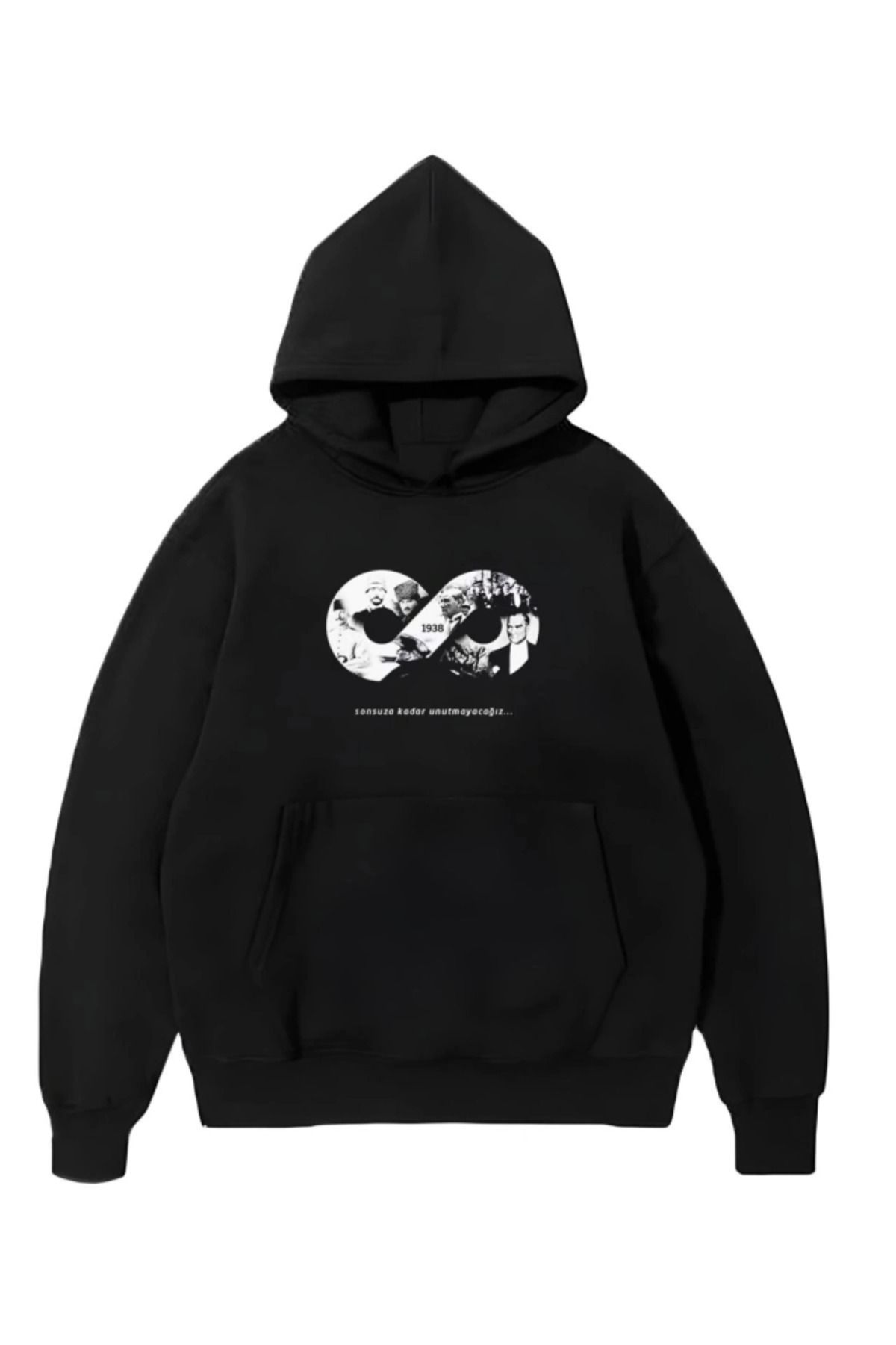 ZORM Özel Tasarım Kapşonlu Siyah Sweatshirt