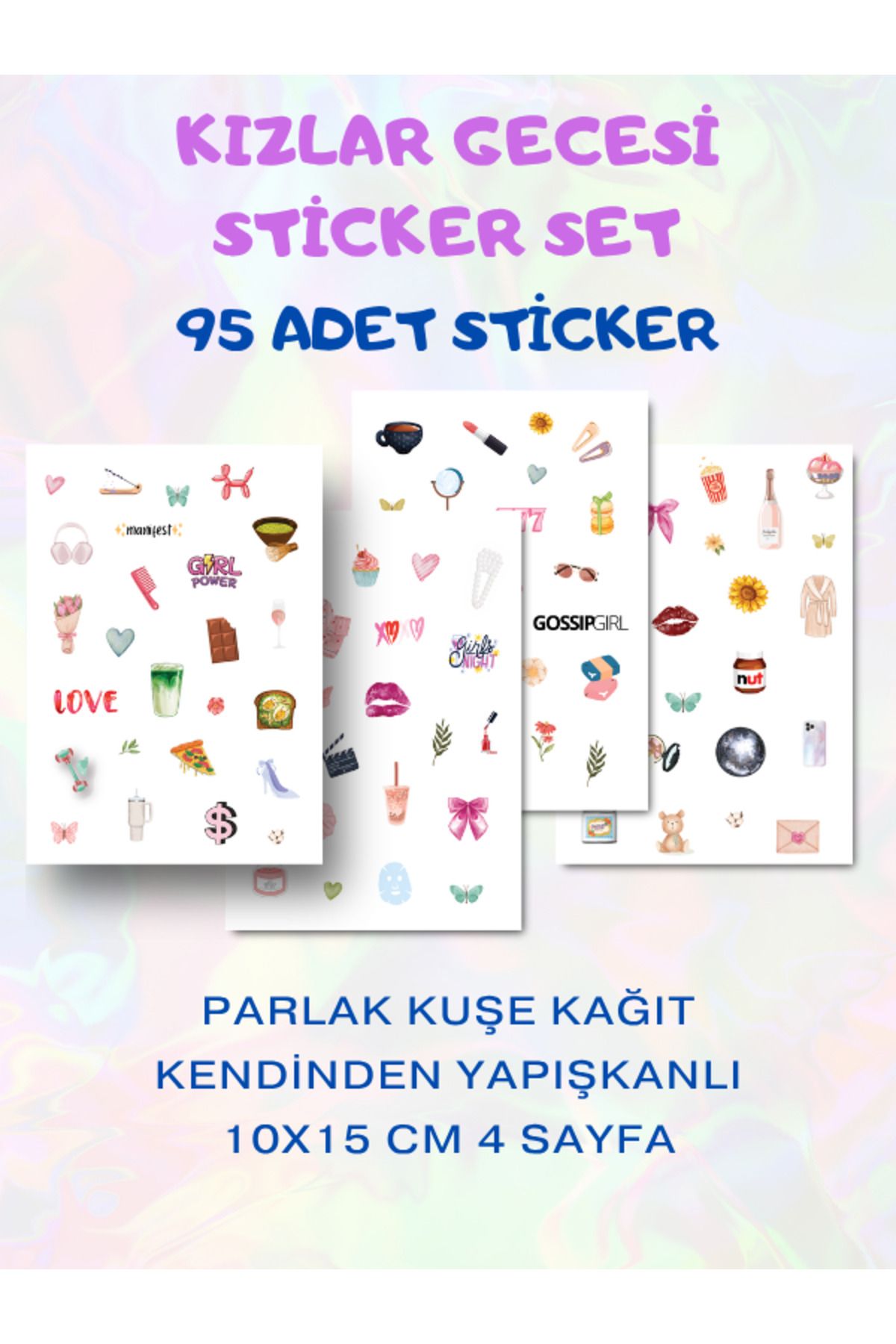 ST Design 4'lü Bullet Journal Sticker Set, 95 Adet Kızlar Gecesi Çıkartma, Ajanda, Günlük, Planlayıcı