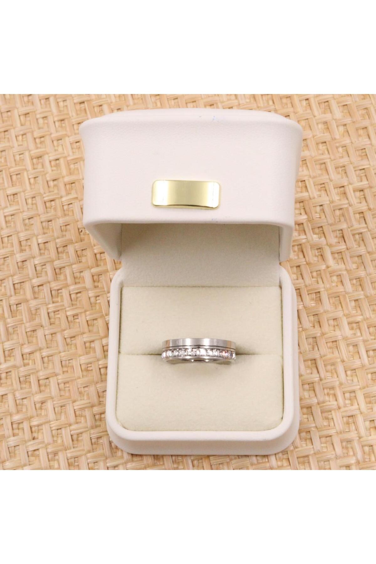 mercanjewelry Çift Kullanımlı Zirkon Taşlı Marka Model Silver Yüzük