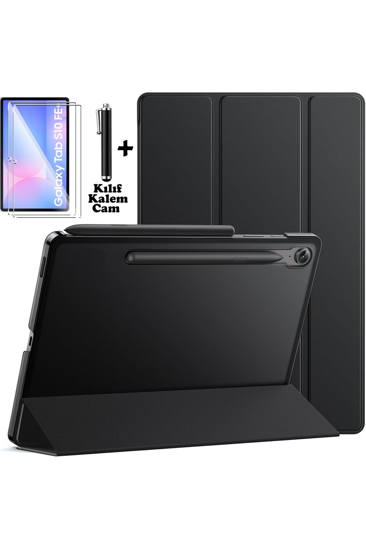 m.tk moveteck Samsung Galaxy S10 Fe Plus 13.1 inç Kılıf Smart Akıllı Uyku Modlu 360 Kapak+Ekran Koruyucu Cam+Kalem