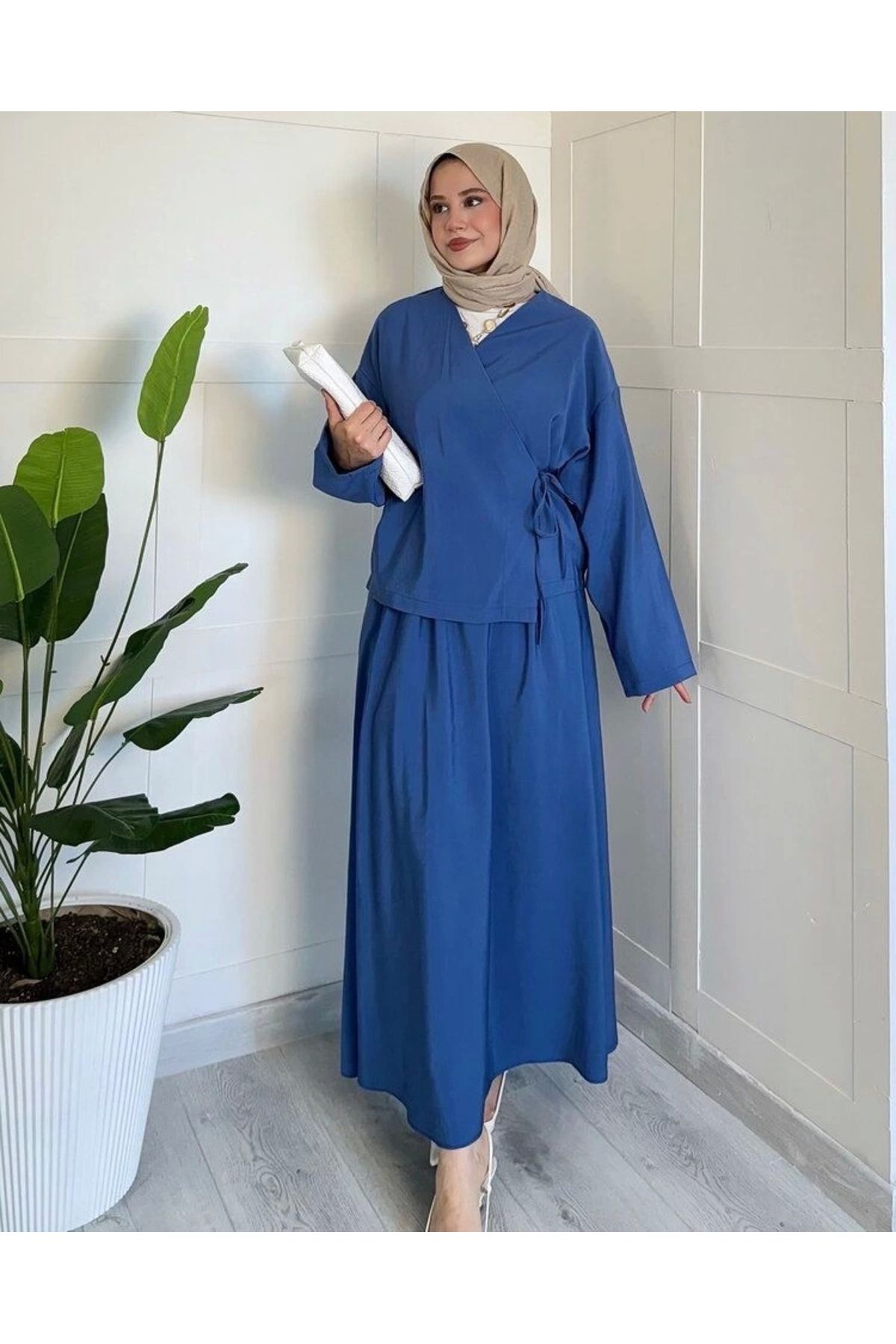 DEFNECE BUTİK Kimono Bağlamalı Yazlık Takım