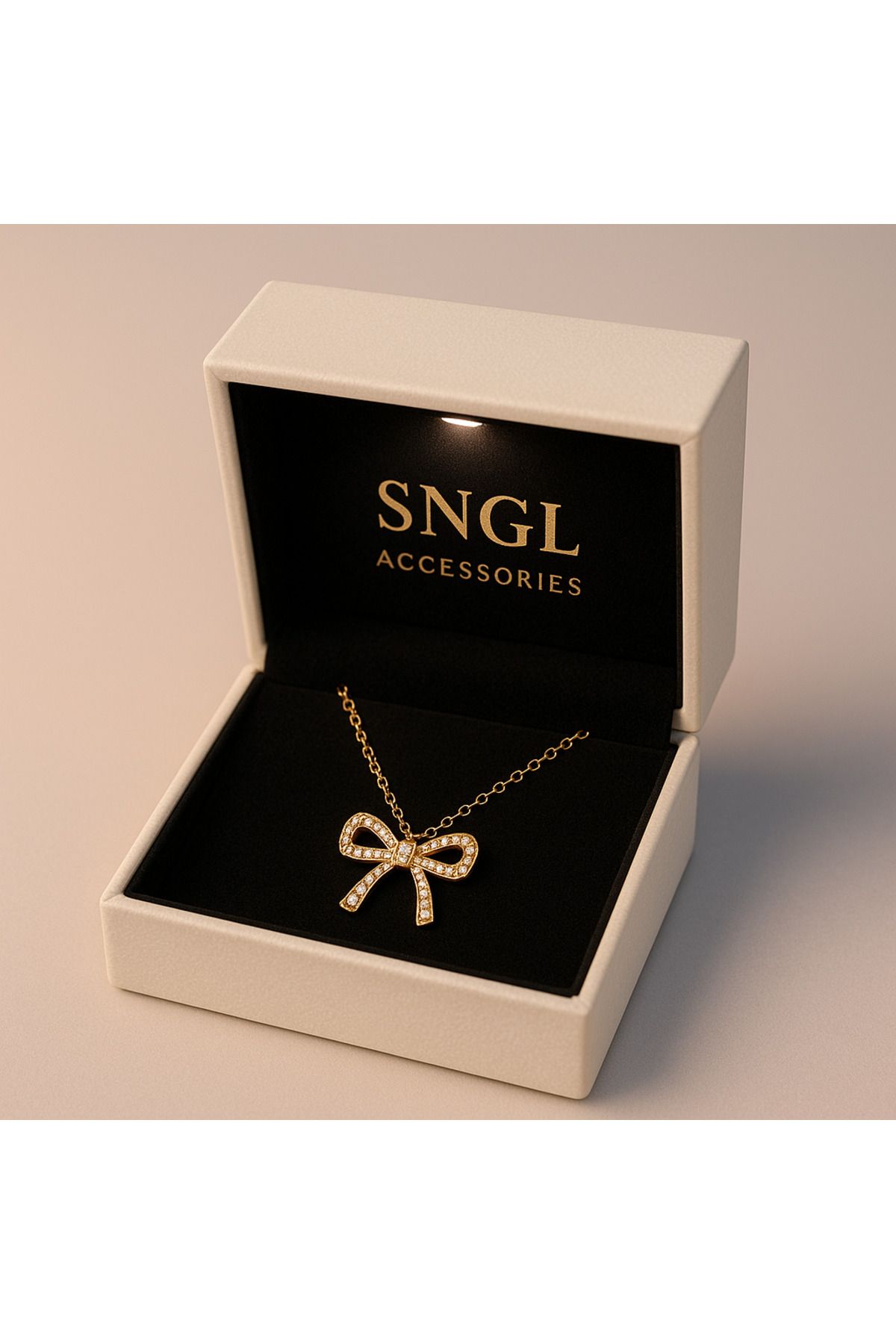 SNGW Taş Detaylı Altın Renk Fiyonk Kolye – SNGL ACCESSORIES