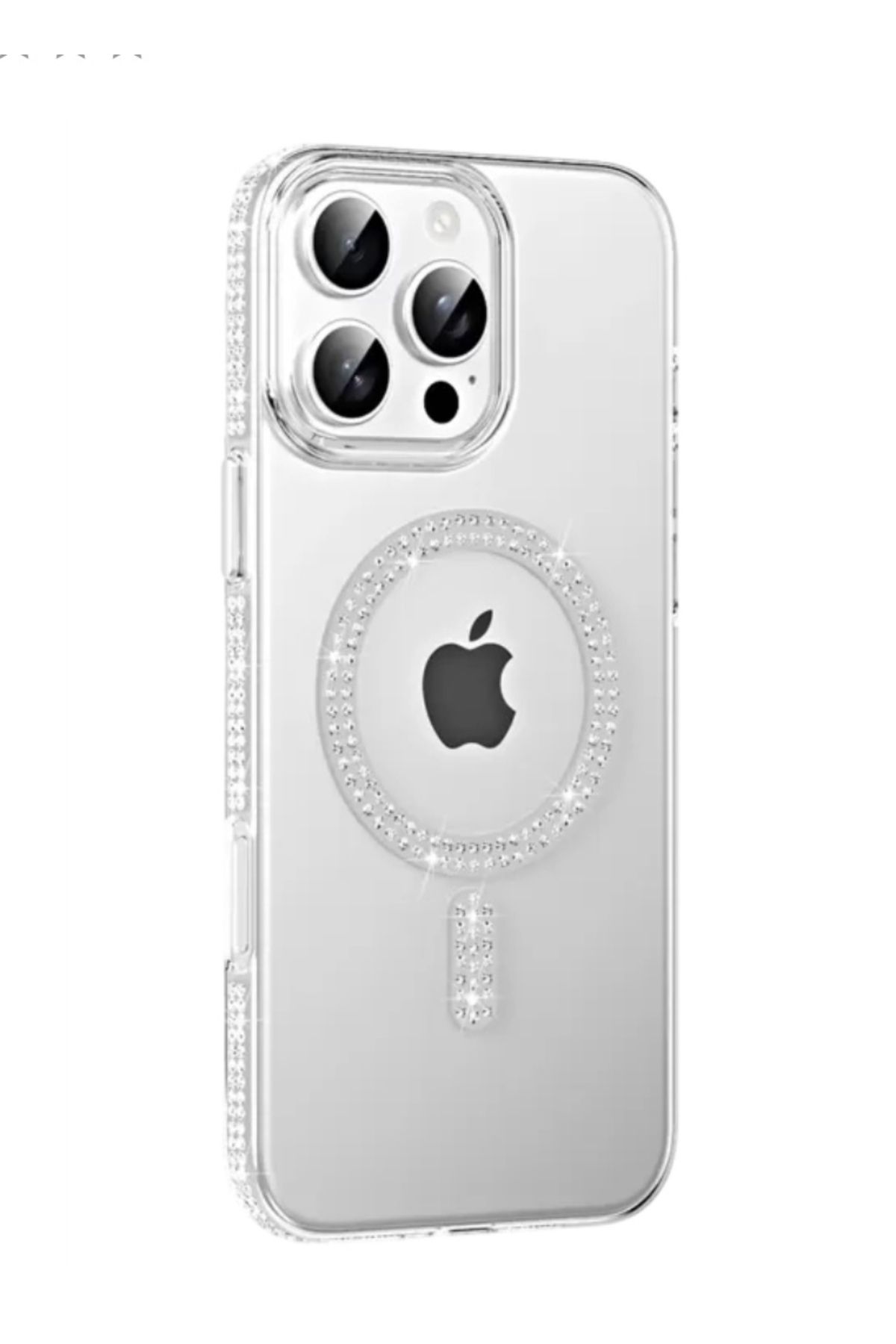 AYKAN Apple iPhone 15 Pro Max Move Taşlı Magsafe Kapak - Natural Grey