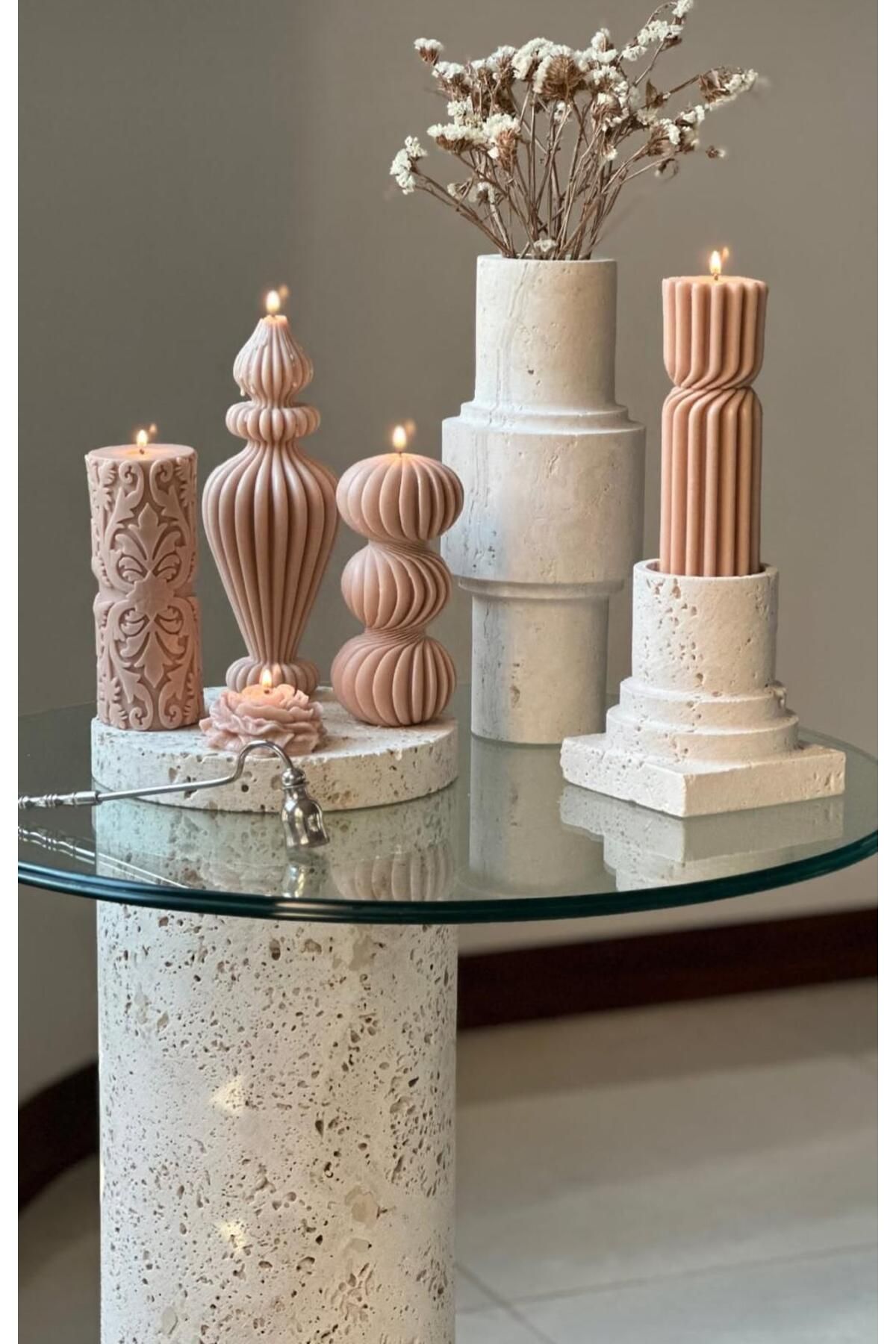 SCA CANDLE Dekoraitf Mum Marako +çokgen 20 CM +üçlü Daire +