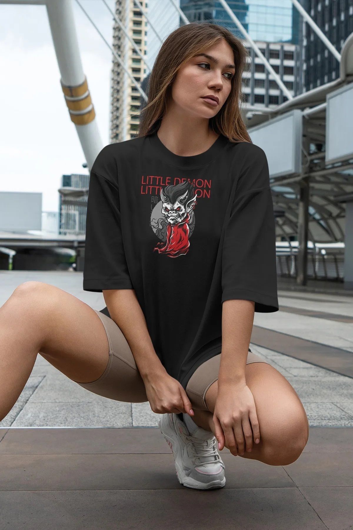 Hunors Sportswear & Company Unisex Kadın/Erkek Oversize Baskılı Pamuklu Bisiklet Yaka Kısa Kollu T-shirt