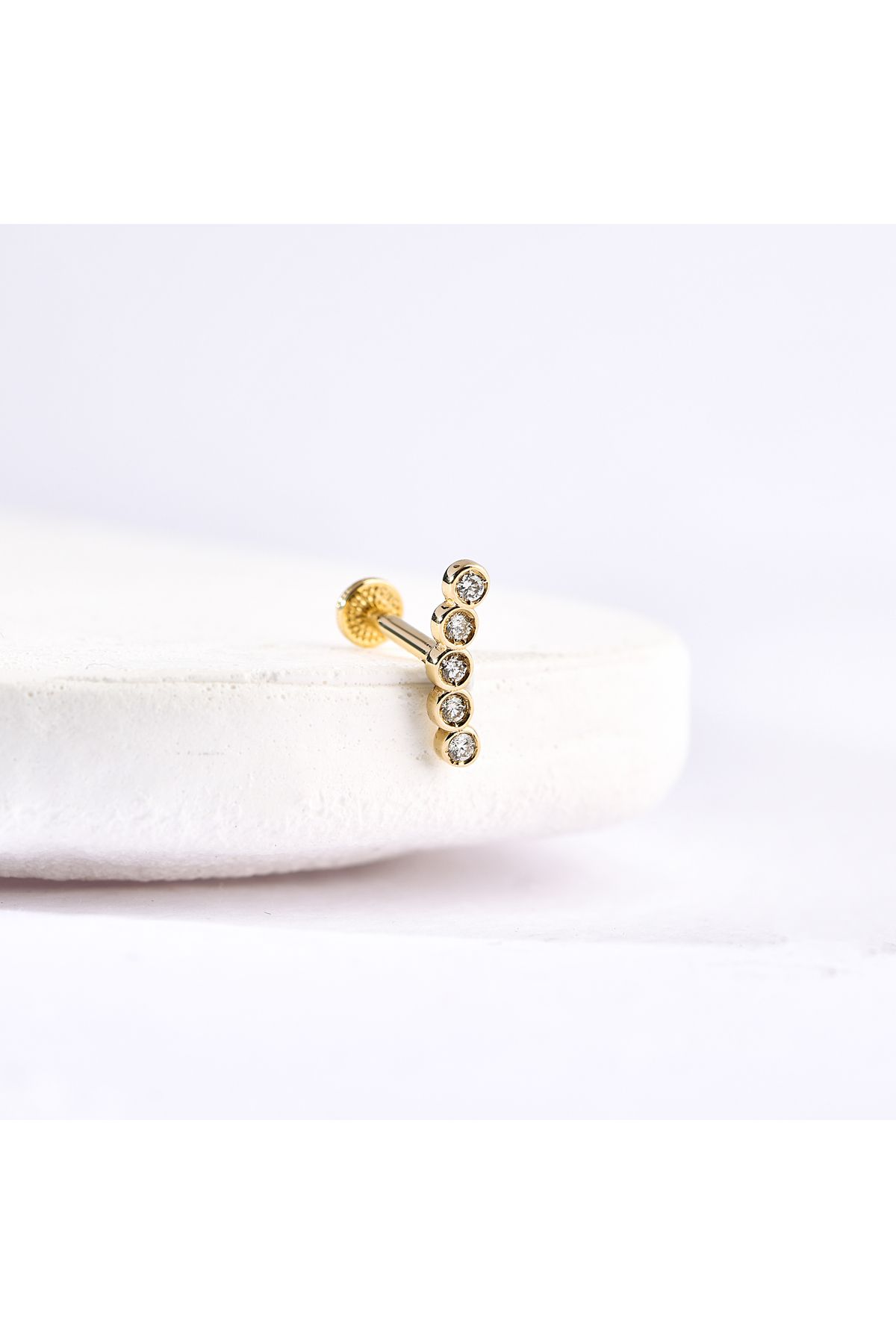 Akar Jewellery 14 Ayar Altın 5 Taşlı Minimal Helix/Kıkırdak Pırlanta Piercing