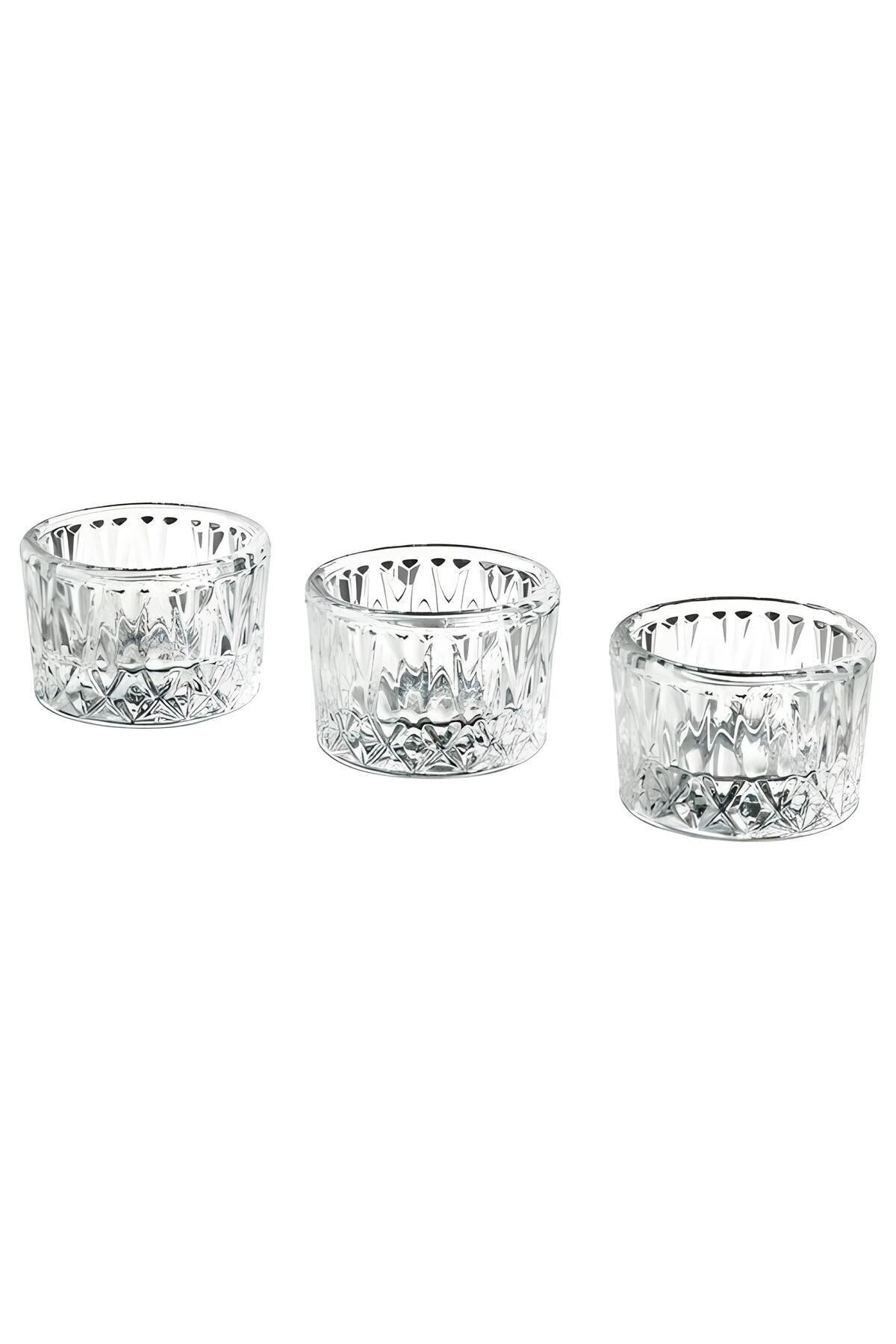 Saatistan Cam reçellik ve sosluk seti, kahve yanına şık sunum için, 3 adet, 4 cm