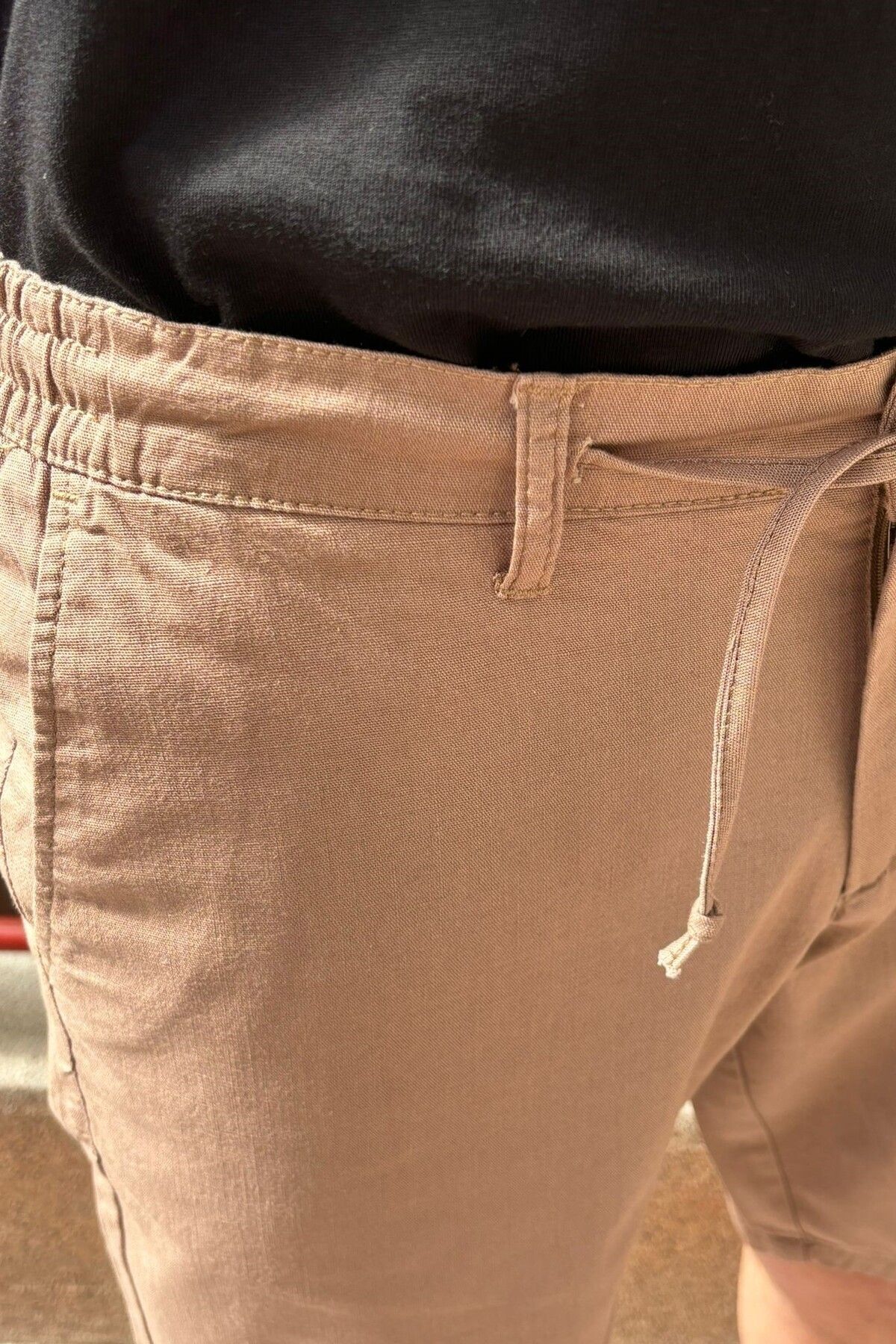 inpool  Erkek, bel bağcıklı, regular fit, Old Money Culture, pamuklu, keten dokuma şort 24INP284 - Görsel 6