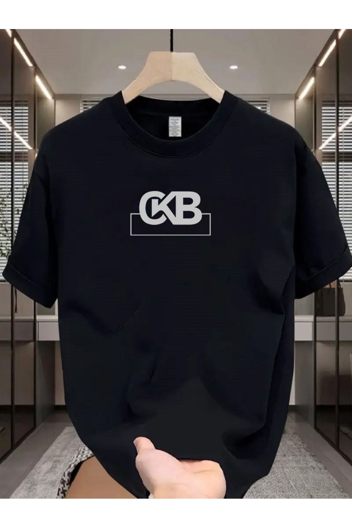 Hunors Sportswear & Company Unisex Kadın/Erkek Oversize %100 Pamuklu Premium Bisiklet Yaka Kısa Kollu Siyah T-shirt