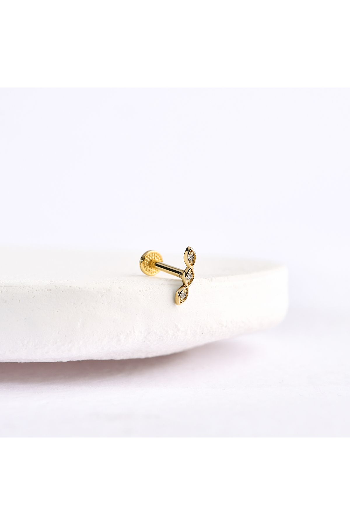 Akar Jewellery 14 Ayar Altın Taşlı Minimal Helix/Kıkırdak Pırlanta Piercing