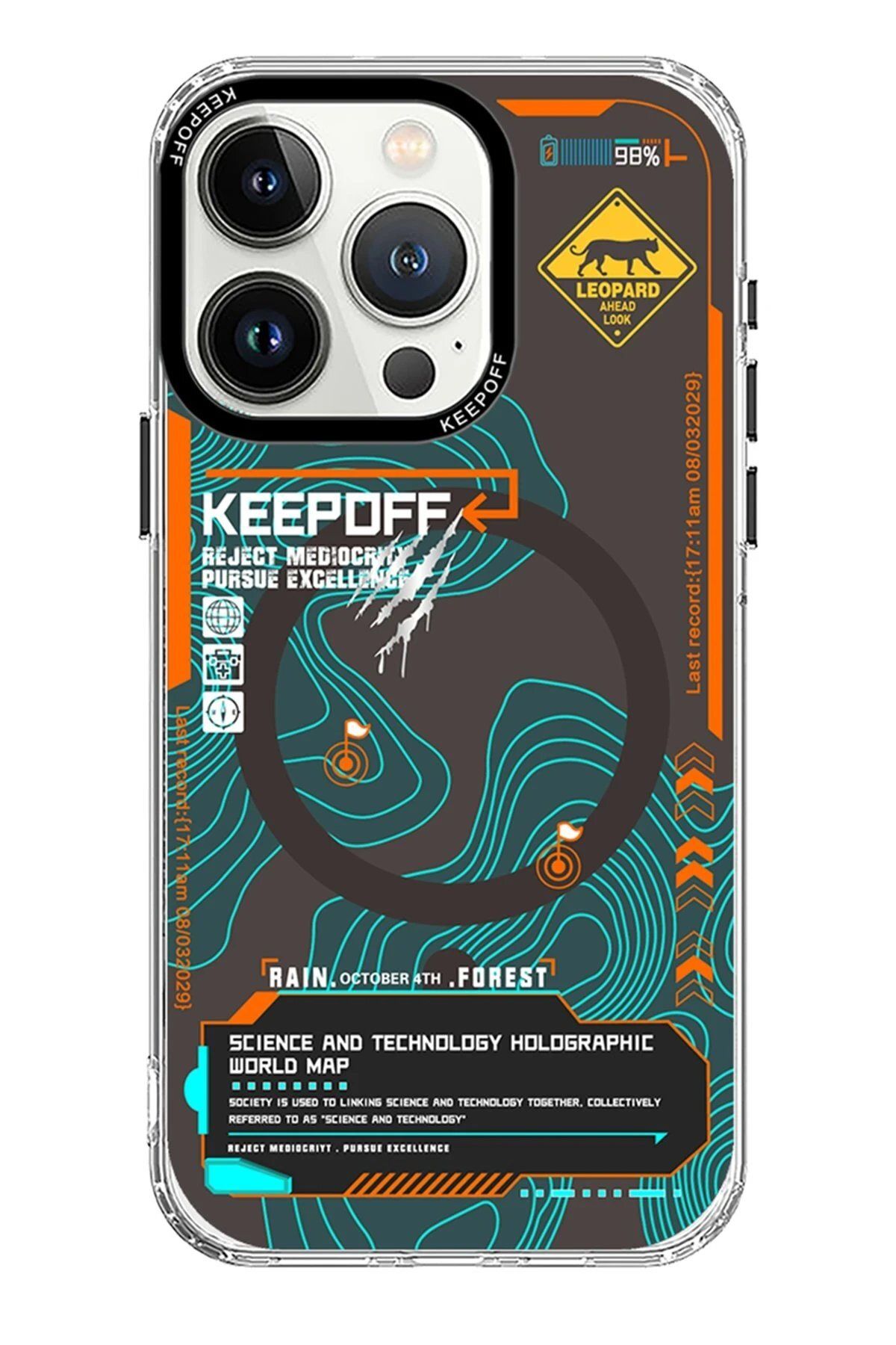 Keep Off iPhone 15 Pro Map Magsafe Kapak - Jungle
