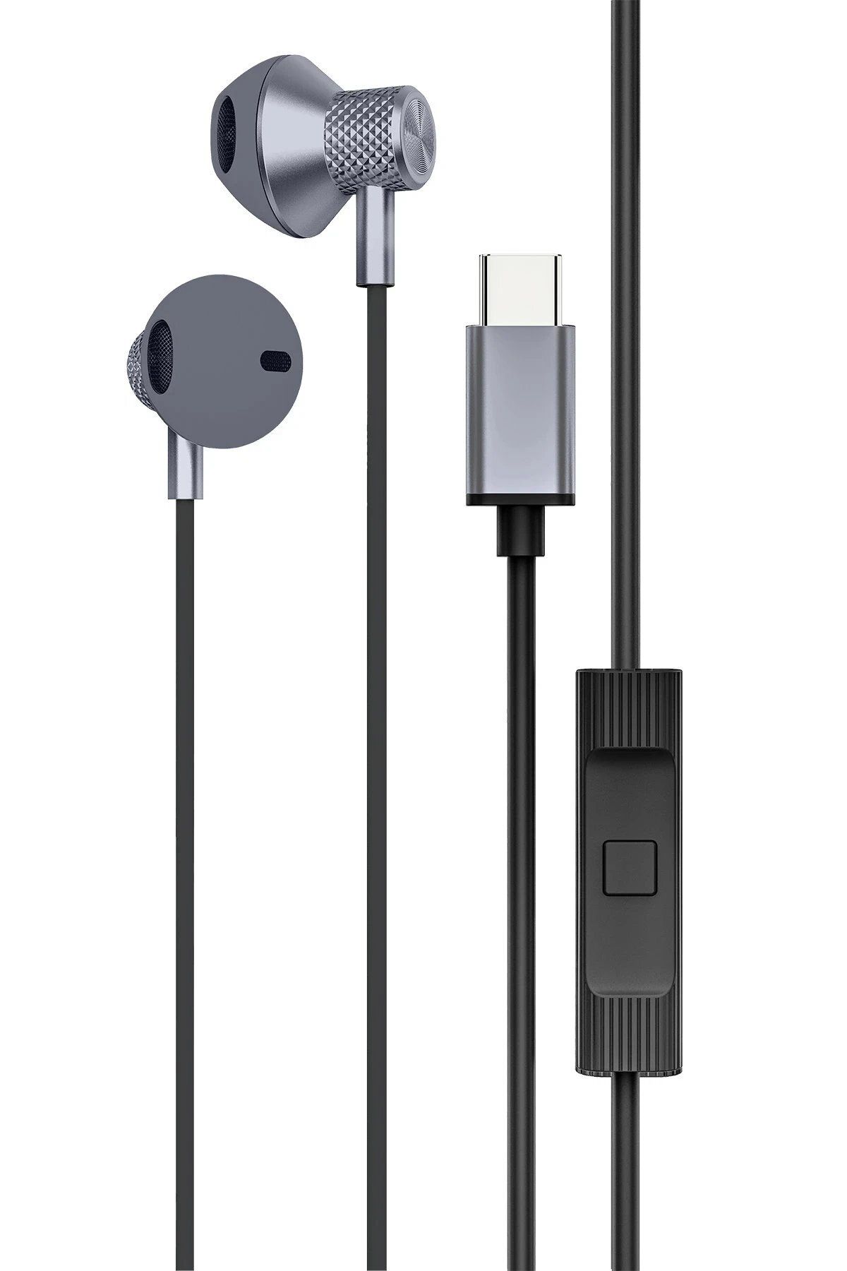 CepteToptan Newface LS-730 1.2M iPhone 15 Serisi ile Uyumlu Type-C Kablolu Kulaklık - Gri