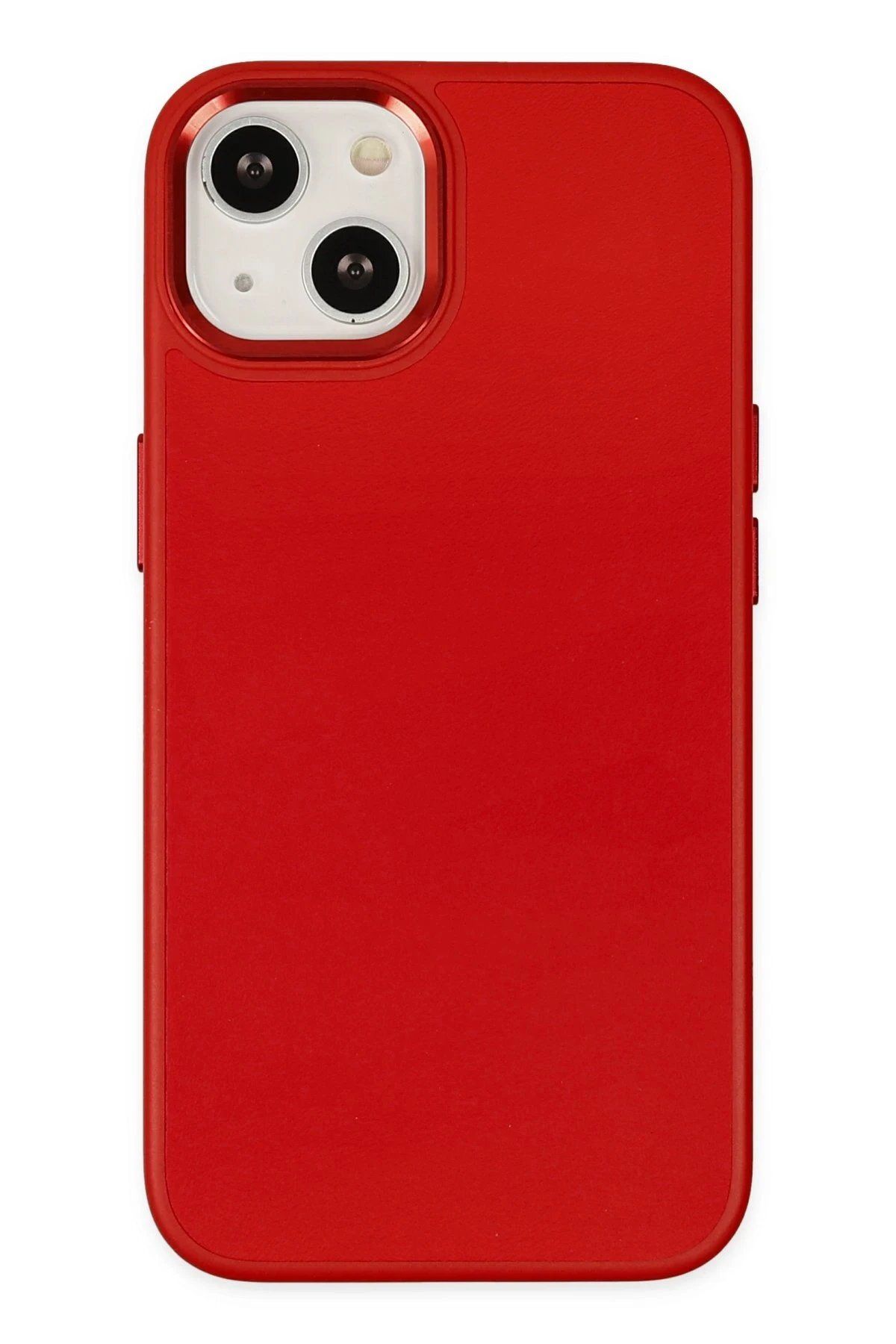 CepteToptan Newface iPhone 14 Plus Kılıf Asya Deri Silikon - Kırmızı