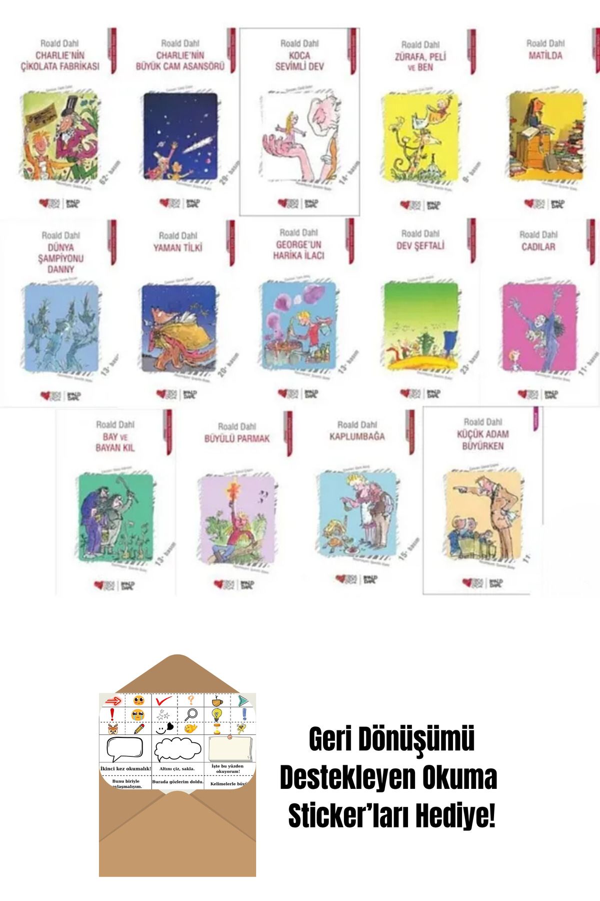 Can Yayınları Roald Dahl 14 Kitap Set + Okuma Sticker'ları
