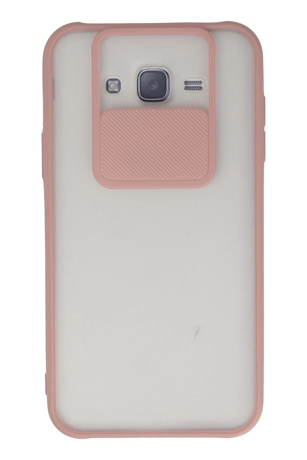 CepteToptan Newface Samsung Galaxy J7 Kılıf Palm Buzlu Kamera Sürgülü Silikon - Pembe
