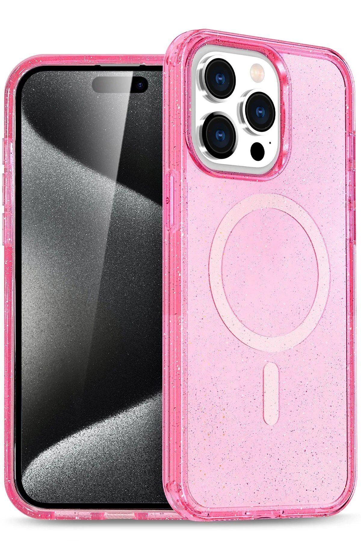 CepteToptan Newface iPhone 16 Pro Max Kılıf Glow Magsafe Kapak - Pembe