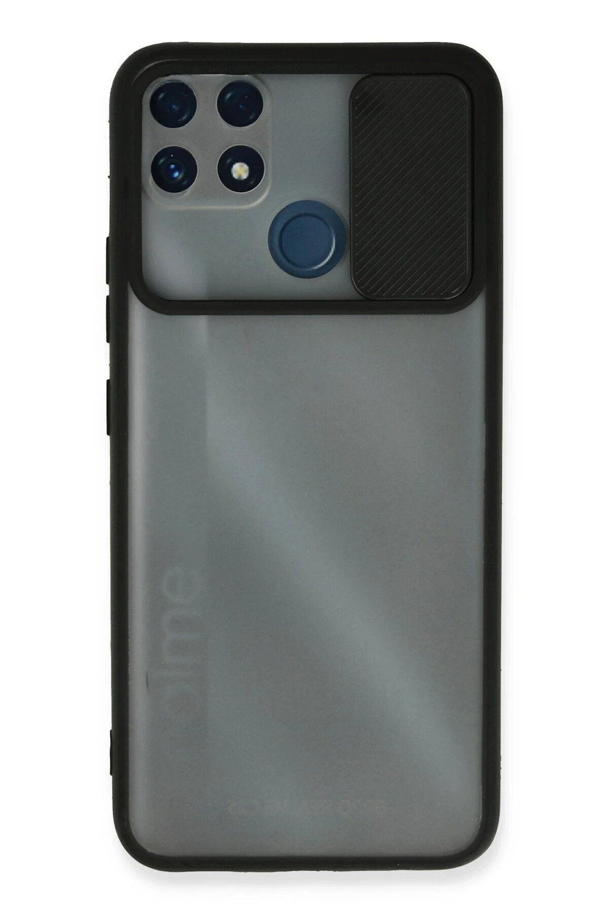 Toptan Bulurum Newface Realme C25 Kılıf Palm Buzlu Kamera Sürgülü Silikon - Siyah