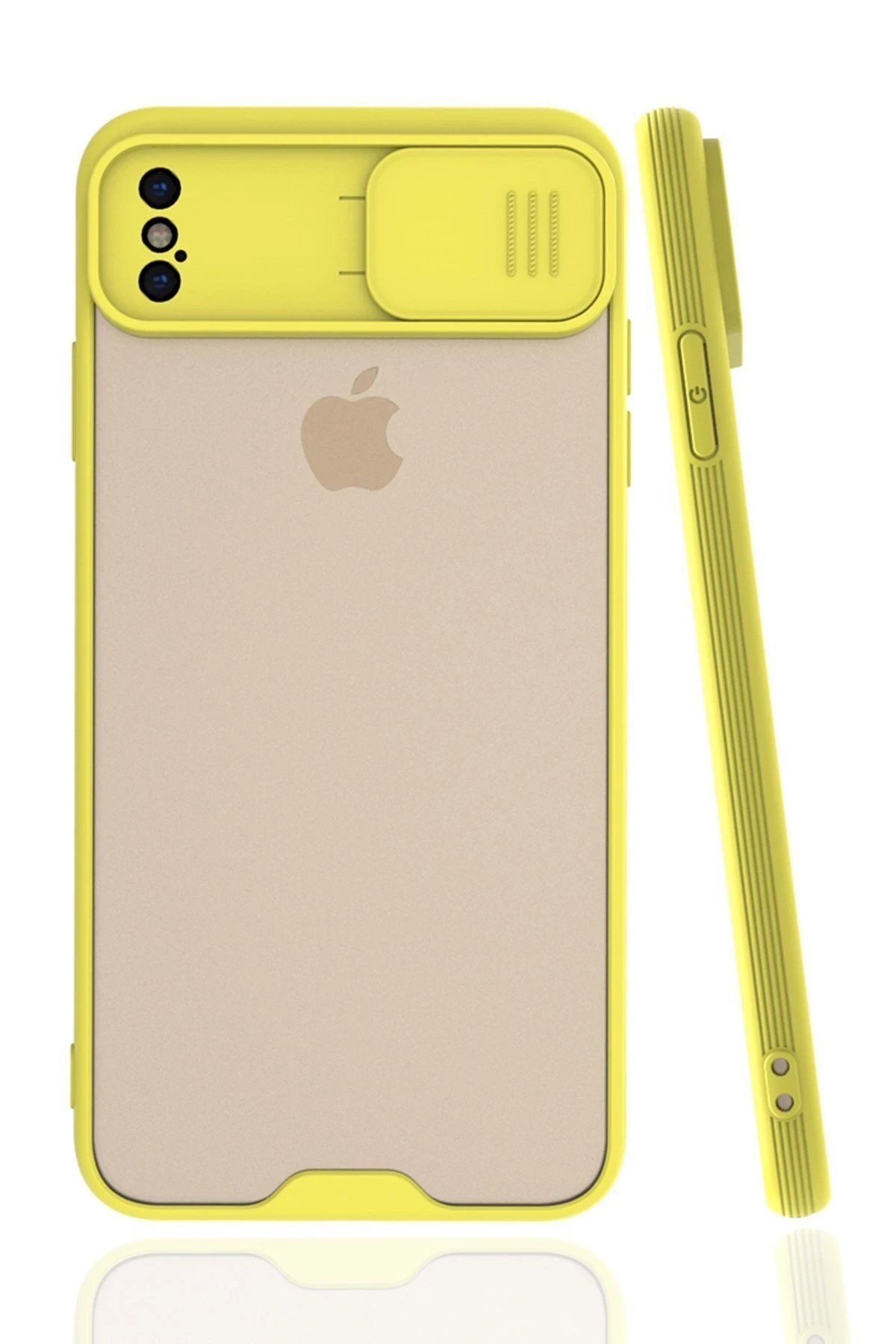 CepteToptan Newface iPhone XS Max Kılıf Platin Kamera Koruma Silikon - Sarı