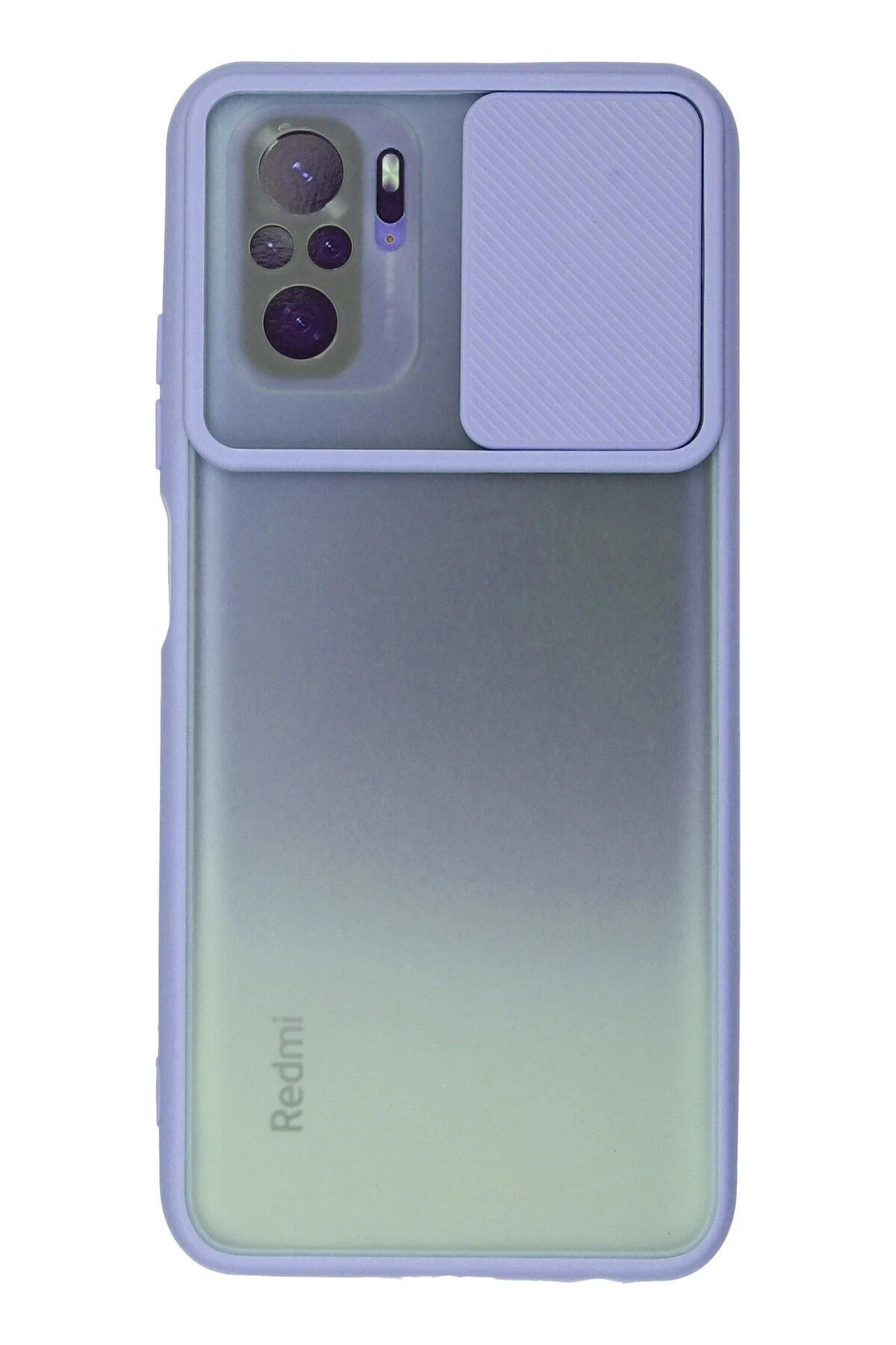 CepteToptan Newface Xiaomi Redmi Note 10 Kılıf Palm Buzlu Kamera Sürgülü Silikon - Lila