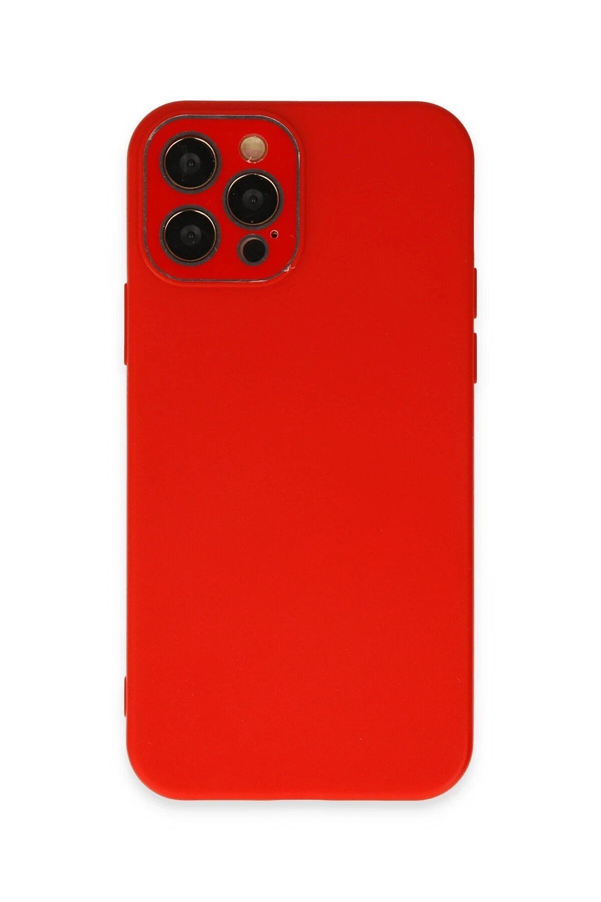 CepteToptan Newface iPhone 12 Pro Max Kılıf Lansman Glass Kapak - Kırmızı