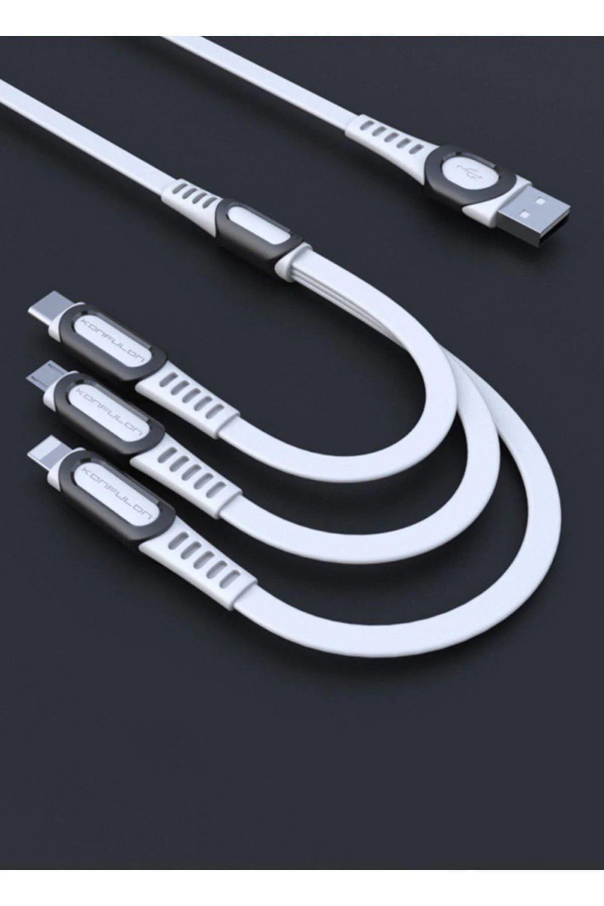 CepteToptan DC19 3in1 USB Kablo 1.3M 3A - Beyaz