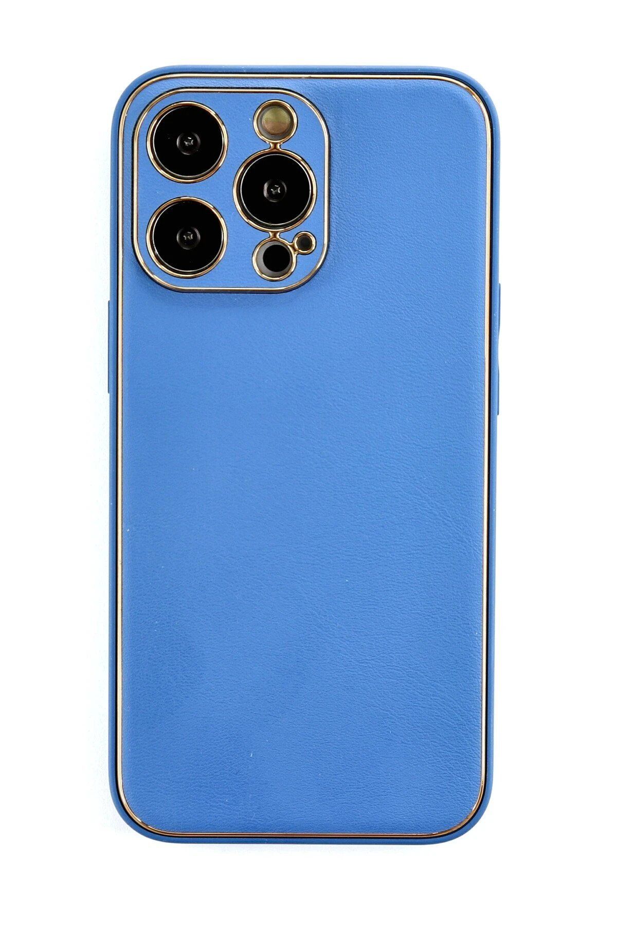 CepteToptan Newface iPhone 13 Pro Kılıf Coco Deri Silikon Kapak - Açık Mavi