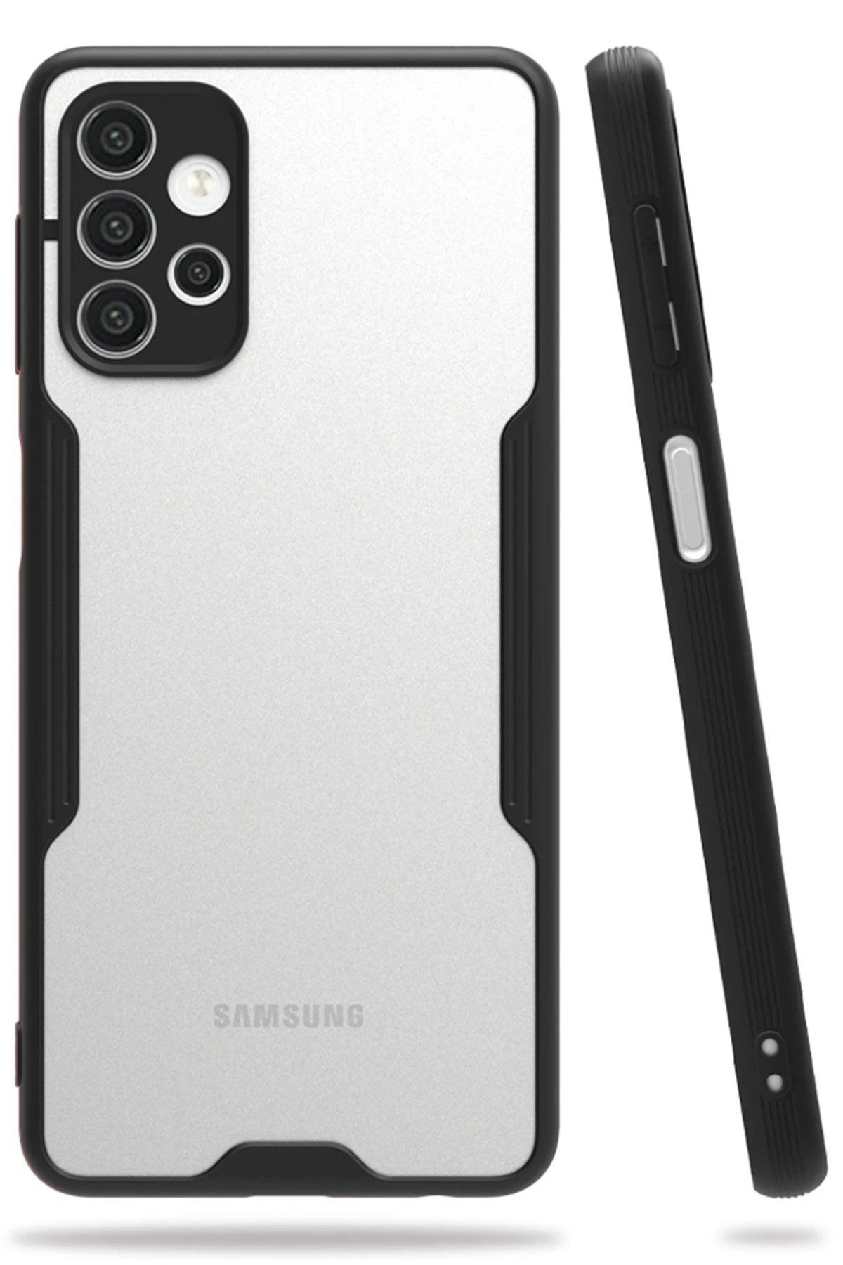 Toptan Bulurum Newface Samsung Galaxy A72 Kılıf Platin Silikon - Siyah