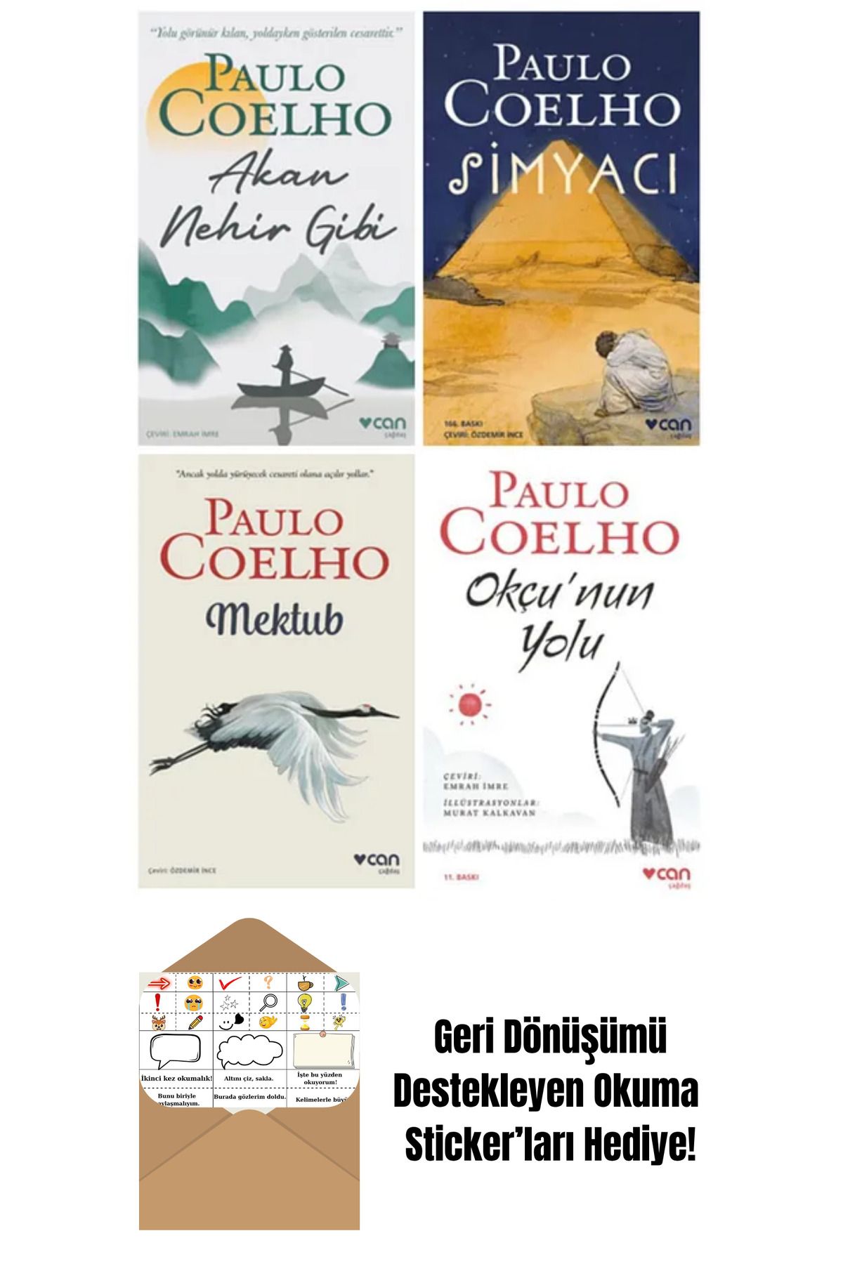 Can Yayınları 4 Kitap Set Paulo Coelho + Okuma Sticker'ları