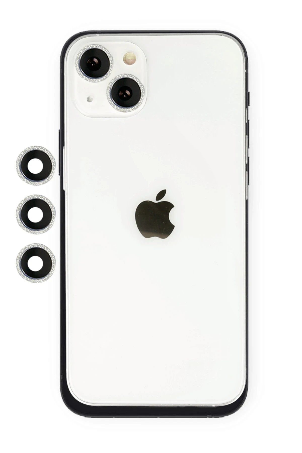 CepteToptan iPhone 14 Uyumlu Shine Kamera Lens - Gümüş