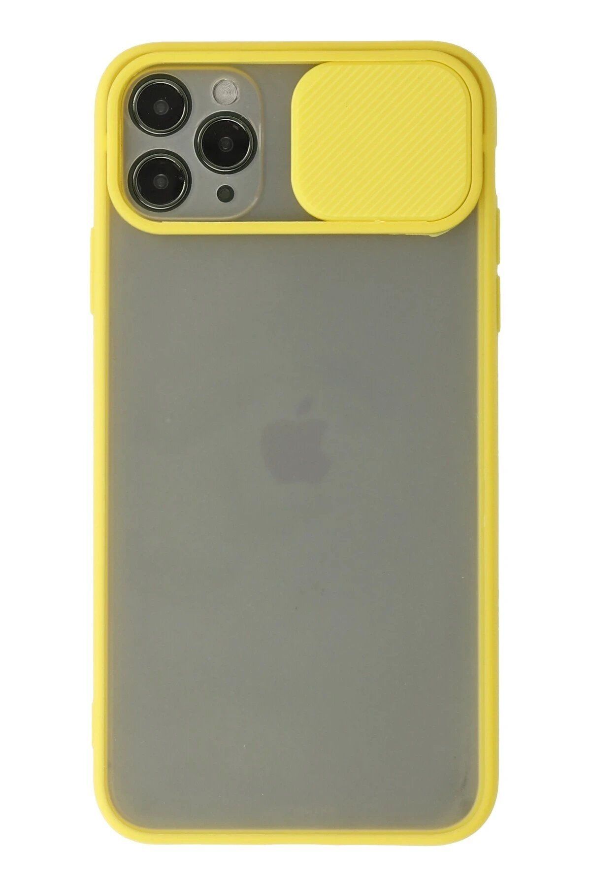 CepteToptan Newface iPhone 11 Pro Kılıf Palm Buzlu Kamera Sürgülü Silikon - Sarı