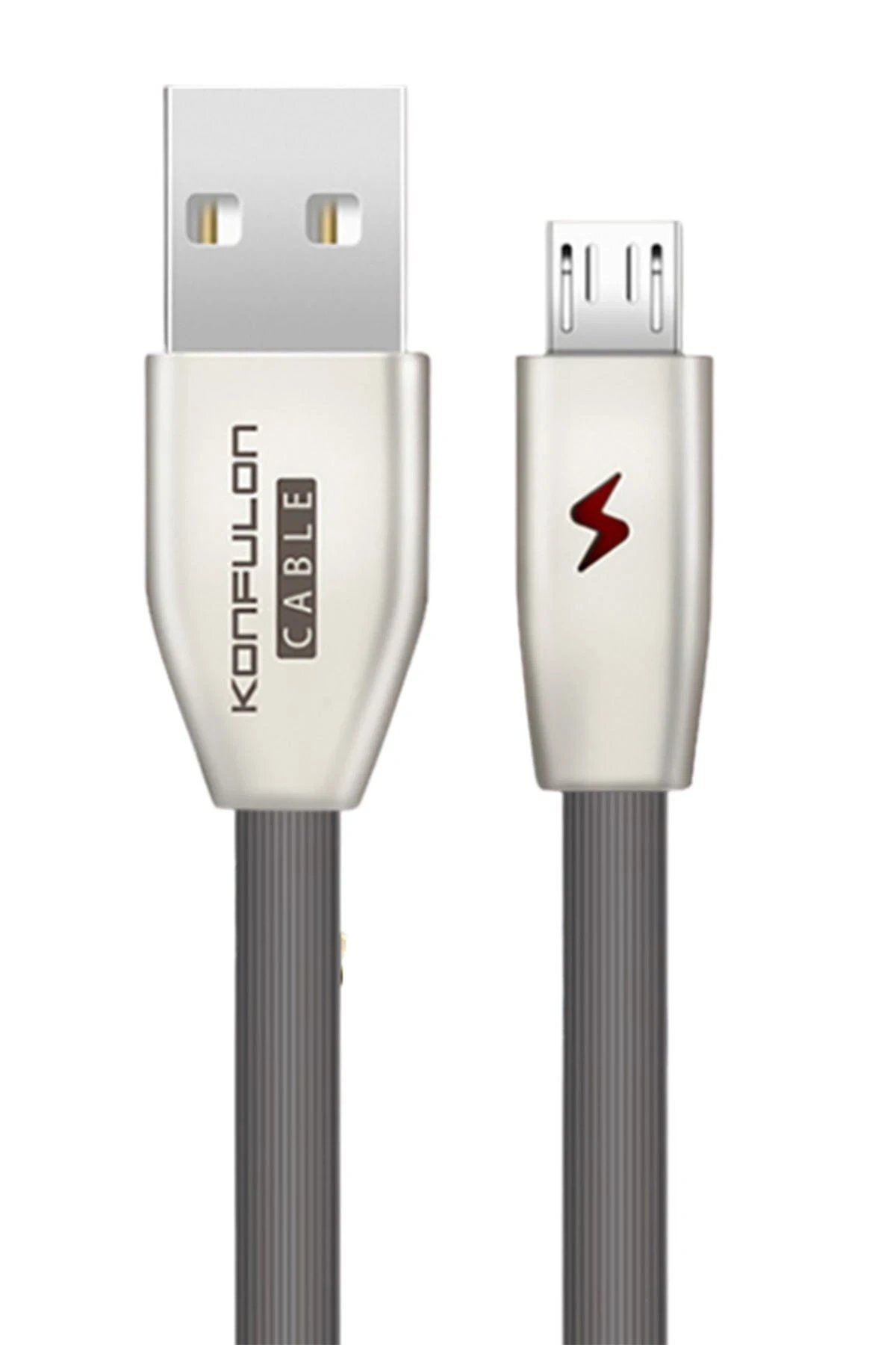 CepteToptan Konfulon S53 Led Işıklı Micro USB Kablo 1M 3A - Siyah