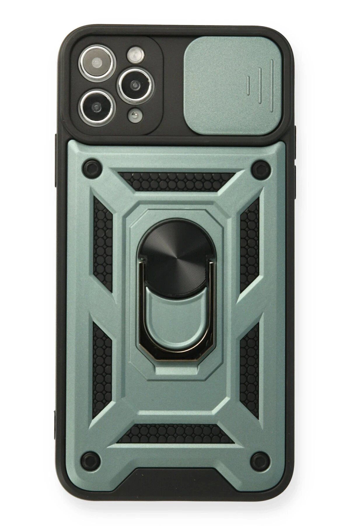 Toptan Bulurum Newface iPhone 11 Pro Kılıf Pars Lens Yüzüklü Silikon - Yeşil