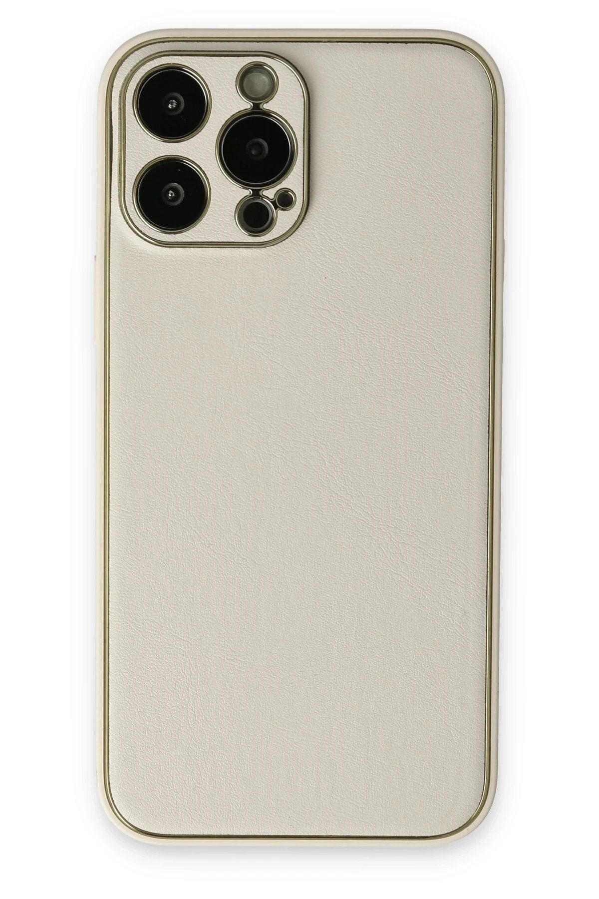 CepteToptan Newface iPhone 13 Pro Max Kılıf Coco Deri Silikon Kapak - Beyaz