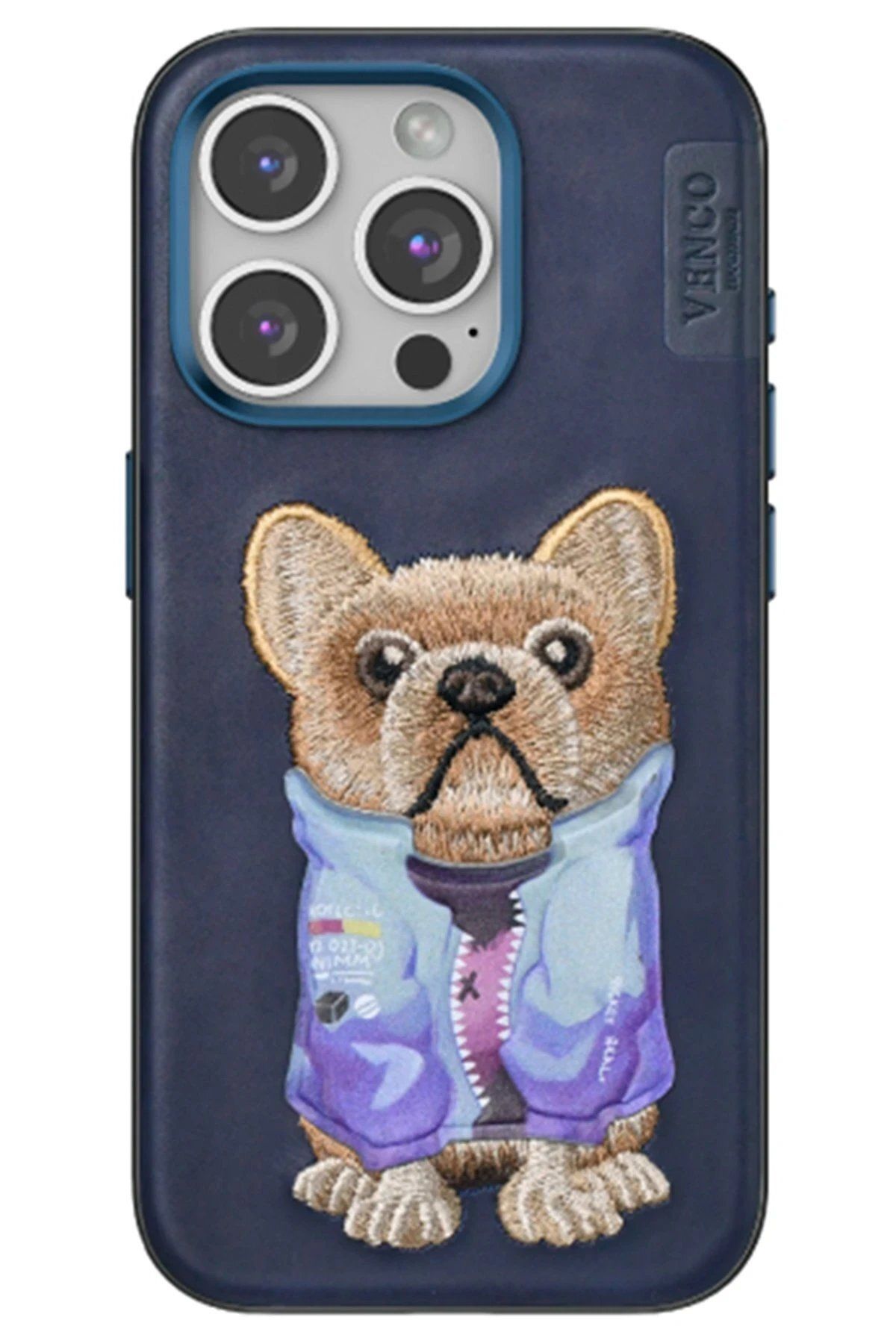 venco iPhone 15 Pro Cute Desenli Kapak - Lacivert