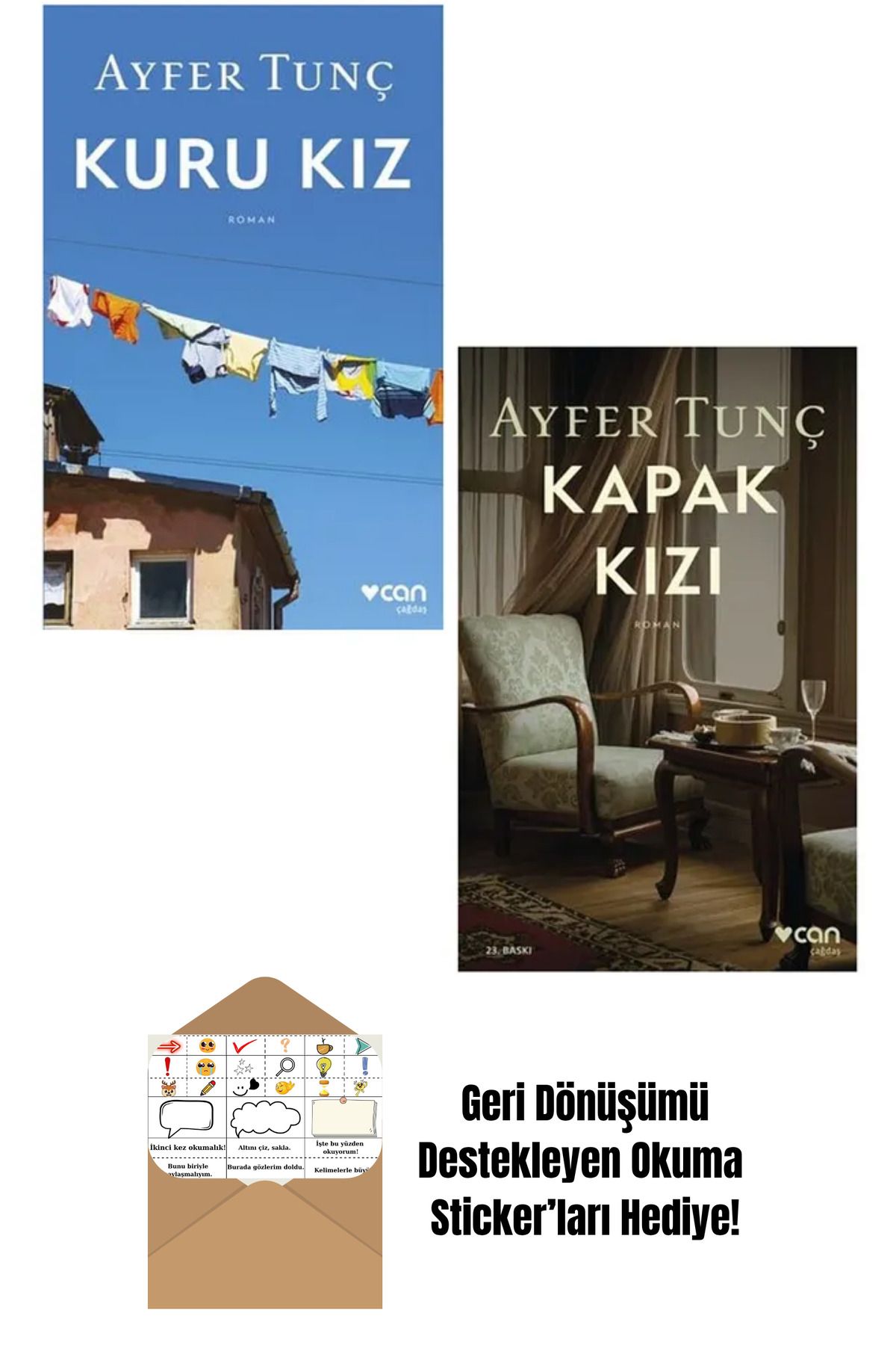 Can Yayınları Ayfer Tunç 2 Kitap Set - Kuru Kız - Kapak Kızı + Okuma Sticker'ları